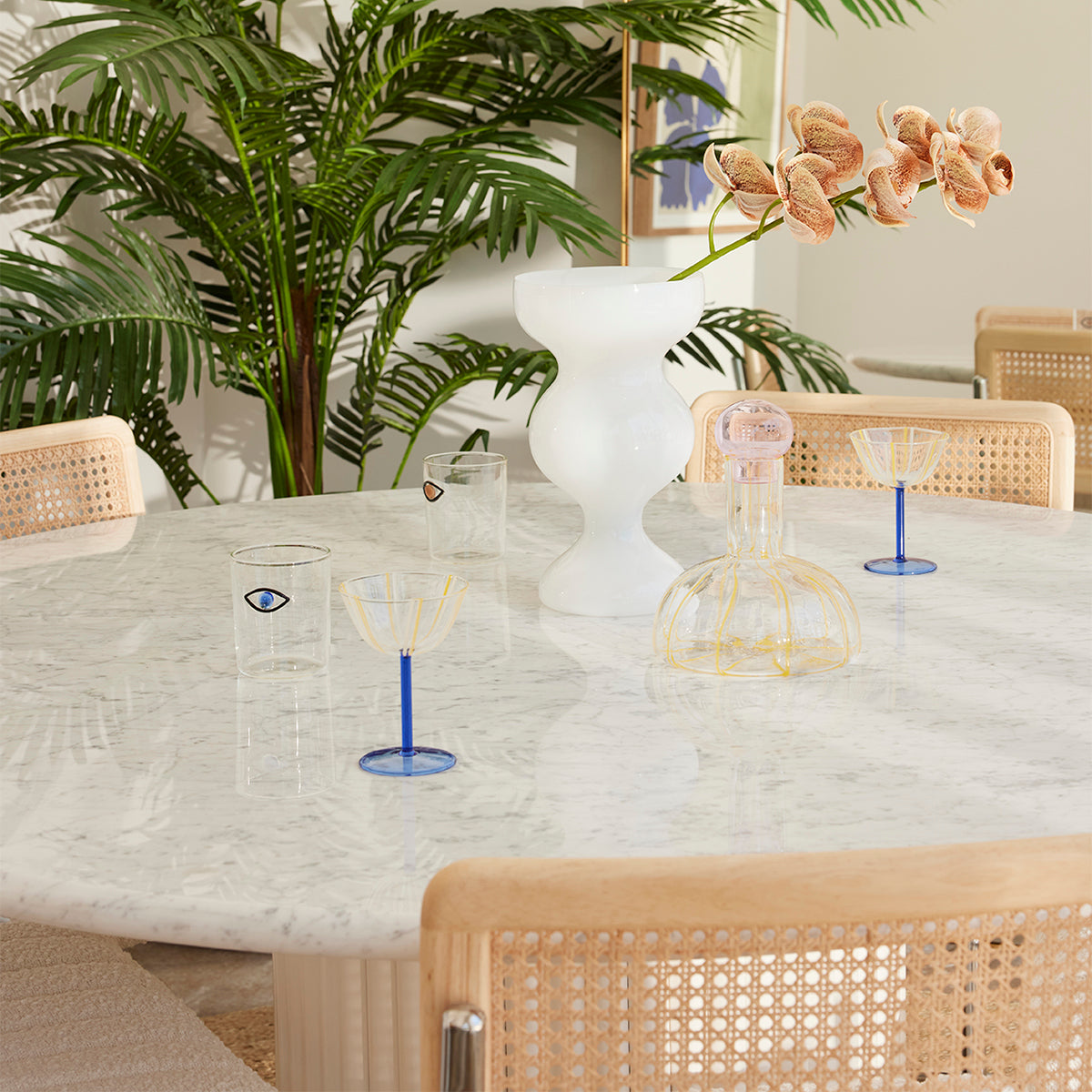 Elegant Cosmos Marble Dining Table - Modern Round Marble Top with Sturdy Metal Base for Dining Room, Kitchen, or Outdoor Patio