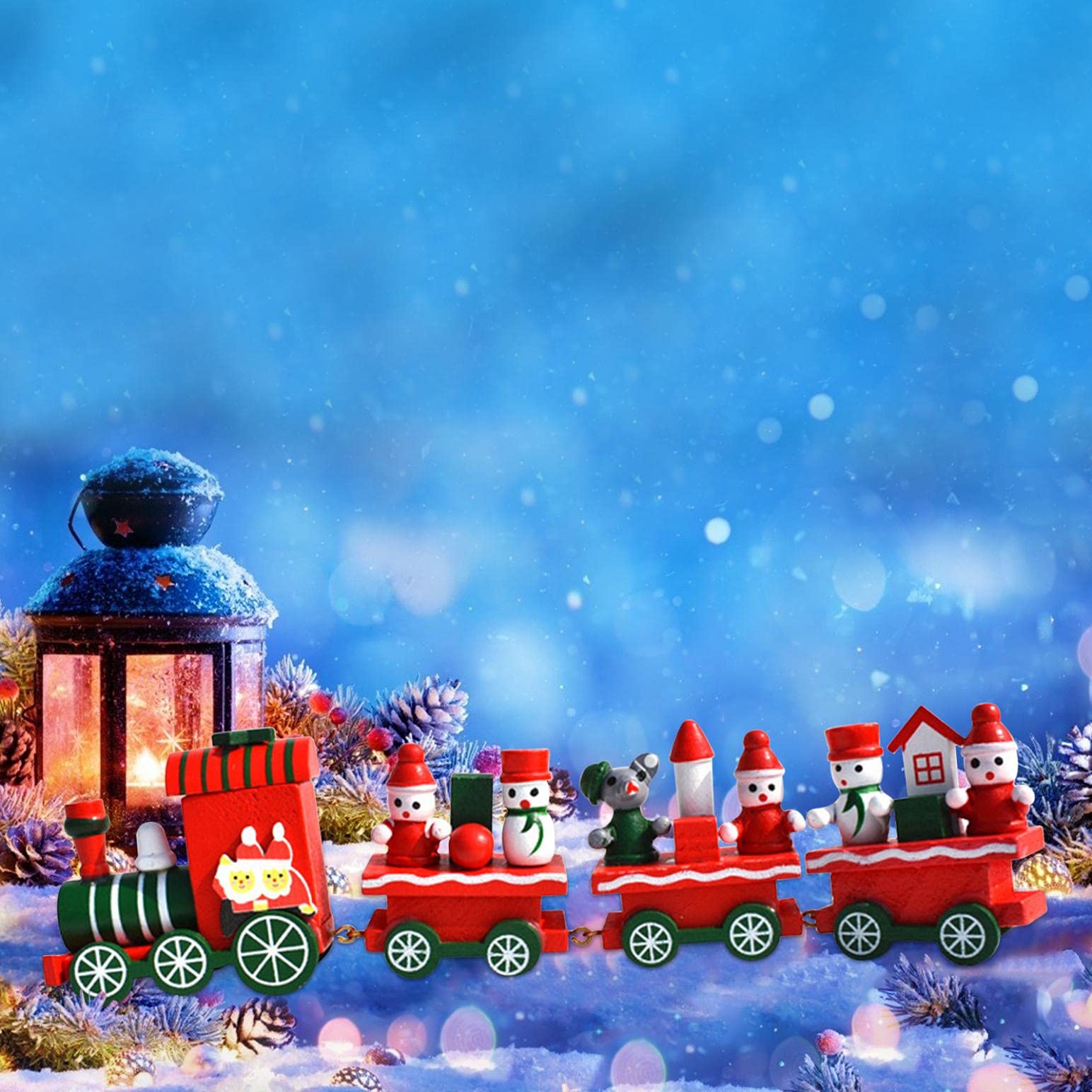 Christmas Tree Train Ornaments - 8.3 Inch Wooden Mini Train Decorations for Xmas Trees | Holiday Kids Toys & Christmas Gifts | Perfect for Tree Decor, Holiday Parties & Festive Home Decor (Red)
