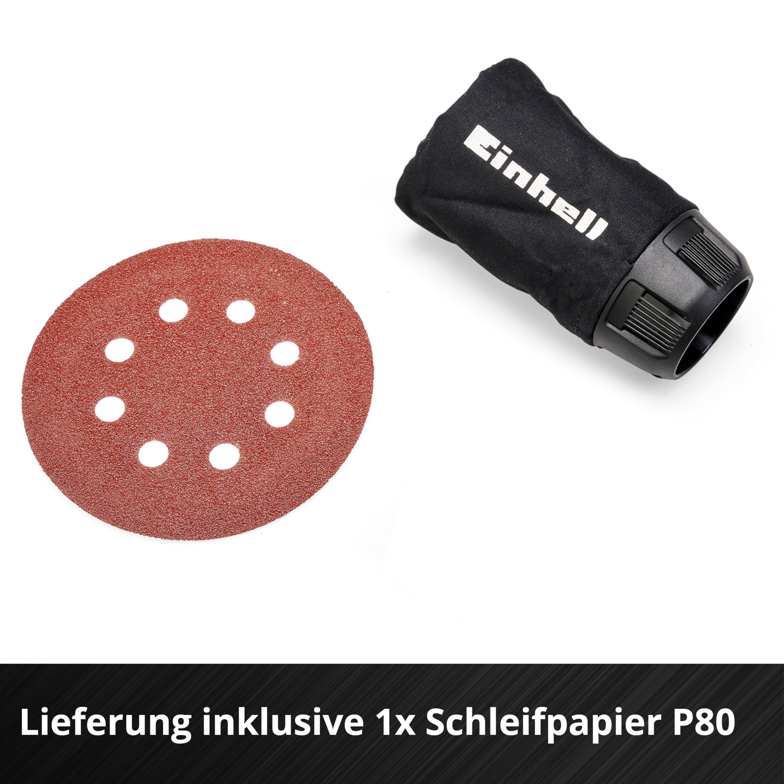 Einhell TE-RS 18 Li-Solo Power X-Change Cordless Random Orbit Sander - 18V Lithium-Ion Battery (Not Included) with Speed Control & Micro Hook-and-Loop Fastening - Includes 1x P80 Sandpaper - Perfect for Woodworking, DIY Projects & Surface Preparation