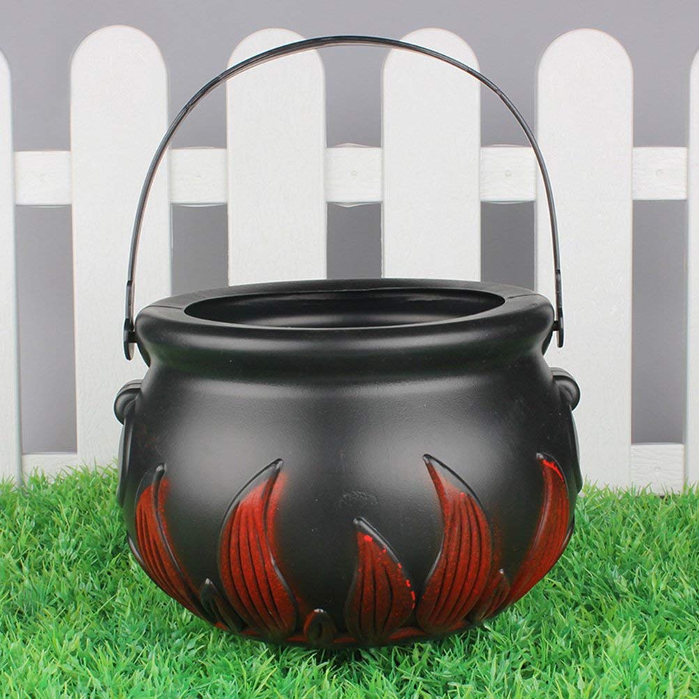 2-Pack Black Witch Cauldron Candy Bucket with Handle - Halloween Trick or Treat Pail for Candy Collection, Party Favors & Spooky Decorations - Perfect for Halloween Parties, Classroom Treats & Haunted House Decor