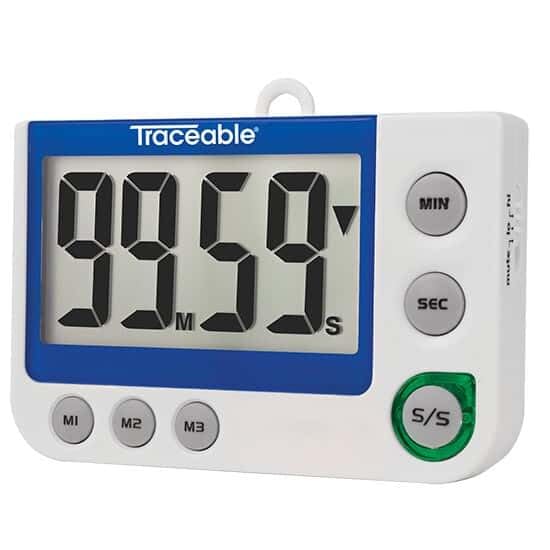 Digi-Sense Traceable Flashing LED Big-Digit Timer with Calibration - Single-Channel Countdown Timer for Labs, Cooking, and Fitness Training