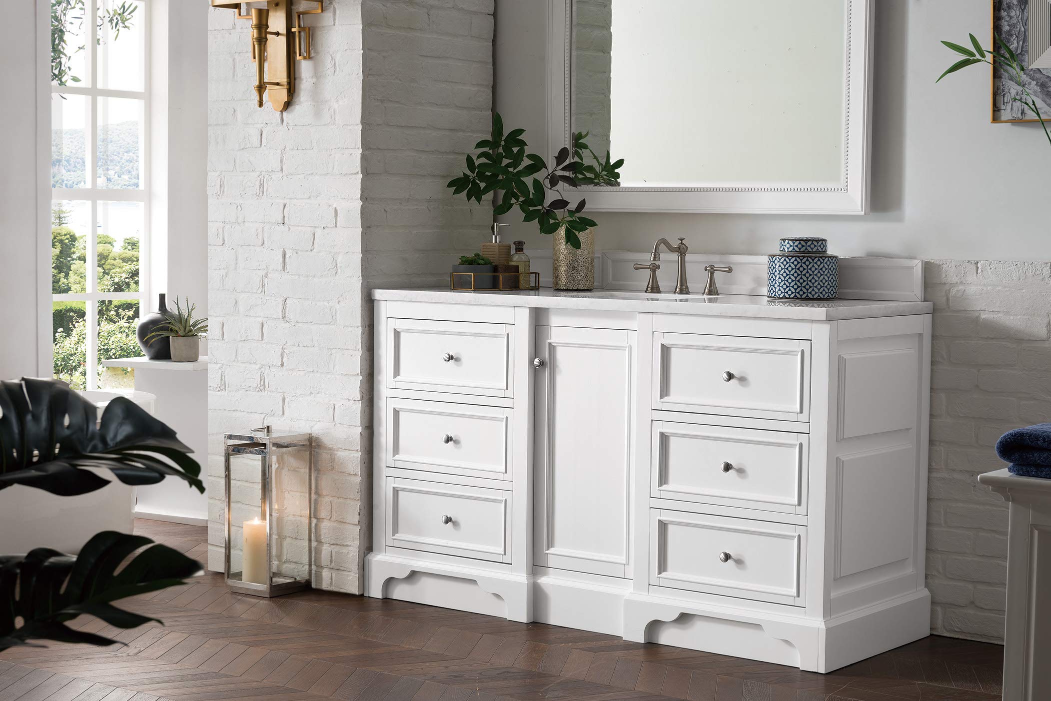 60-Inch Single Bathroom Vanity in Bright White Finish - Modern Design for Small Spaces, Perfect for Home Remodeling & Apartment Upgrades