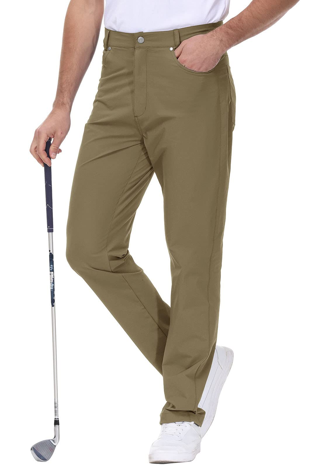 Rdruko Men's Stretch Golf Pants - Lightweight Breathable Work Casual Pants with 4 Pockets | Perfect for Golfing, Office & Everyday Wear