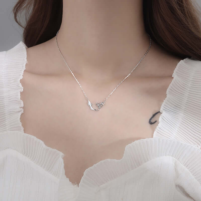 Love Dolphin Pendant Necklace - Sterling Silver Ocean Jewelry Gift for Women | Perfect for Beach Vacations, Birthday Presents & Marine Life Lovers