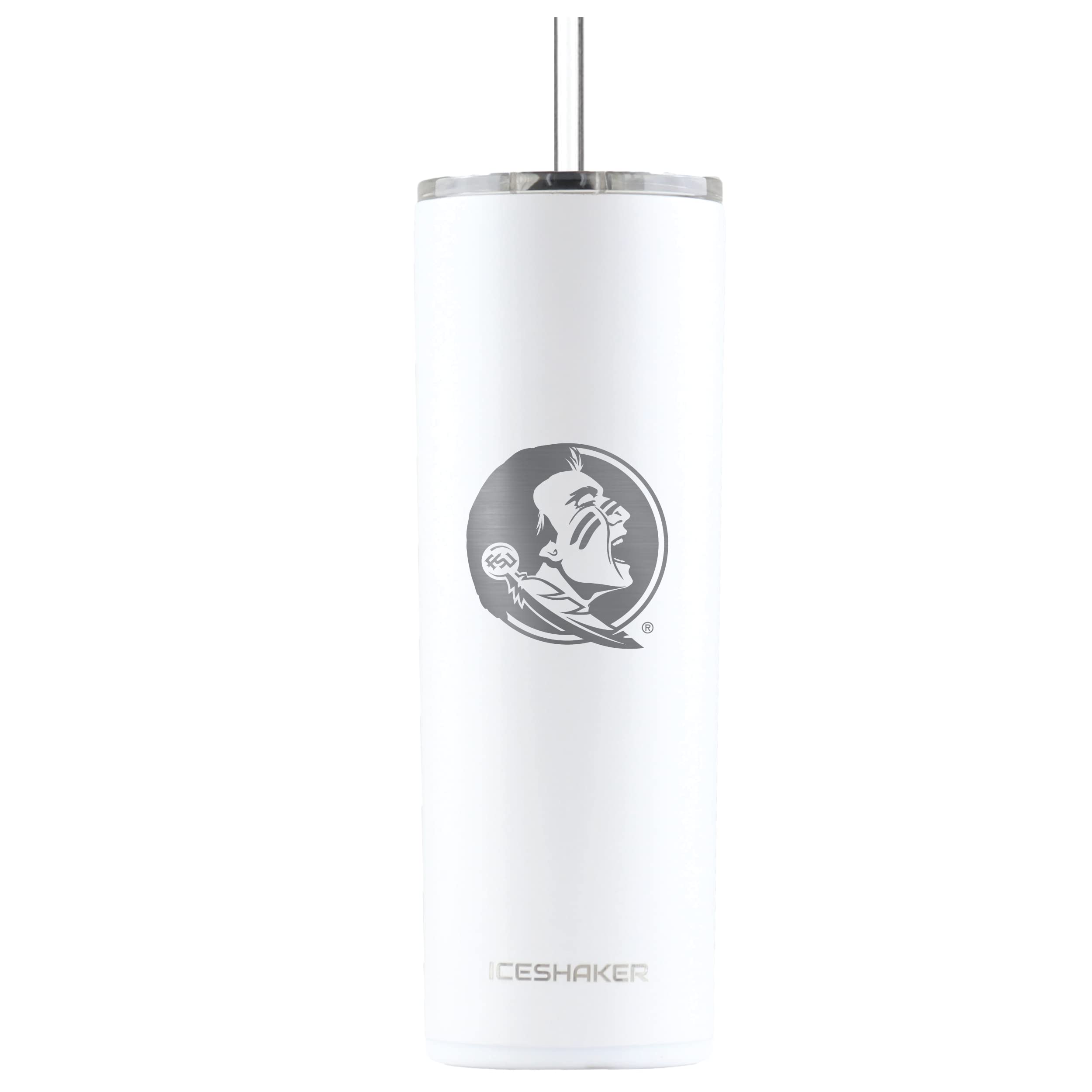 NCAA White 20oz Skinny Bottle with Etched Logo - Perfect for School & Sports Fans
