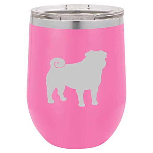 12 oz Double Wall Vacuum Insulated Stainless Steel Wine Tumbler with Lid - Stemless Coffee Travel Mug for Hot & Cold Drinks - Leakproof, Durable & BPA-Free (Hot Pink) - Perfect for Office, Commuting, Camping & Outdoor Activities