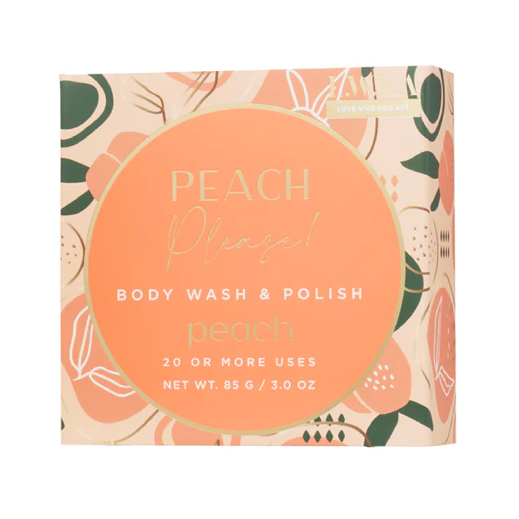 Peach Please Exfoliating Body Wash & Polish with Loofah Sponge - 3 oz Moisturizing Shower Scrub for Soft Skin - Women's Bath & Body Care - Perfect for Daily Shower Routine & Spa Day at Home