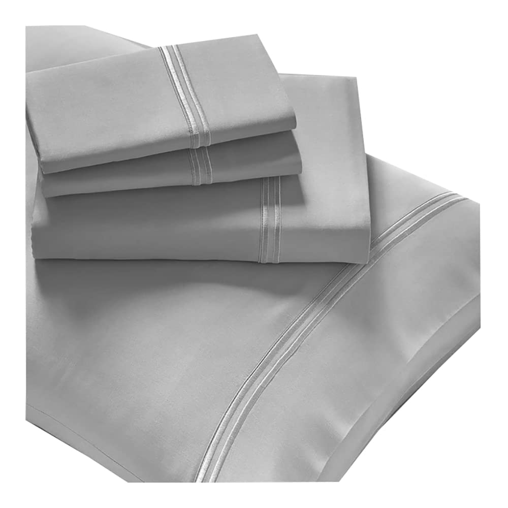 PureCare Elements Cool Touch Sheet Set - 100% Tencel, Deep Pocket Fitted Sheet with Envelope Pillowcases - Split California King Size, Dove Gray (PCST-SCK-GY) - Luxury Bedding for Hot Sleepers & Temperature Regulation