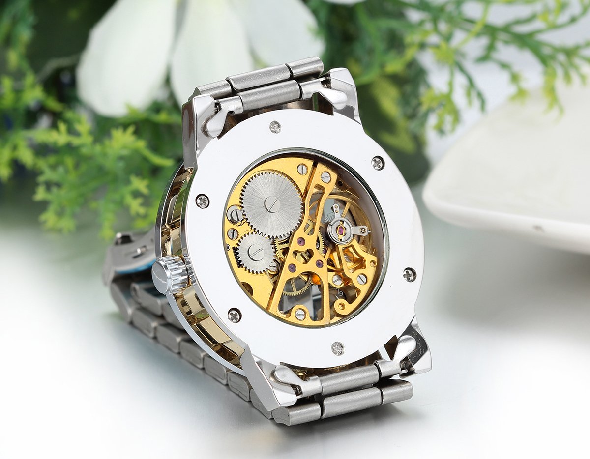 Men's Skeleton Hand-Wind Watches - 2pcs Stainless Steel Band for Birthday Gifts | Formal & Casual Wear