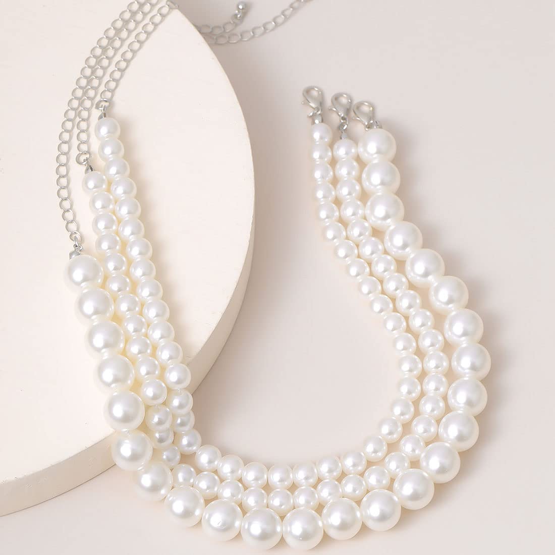 Elegant Layered Pearl Choker Necklace - Adjustable Collar Necklace for Women & Girls | Perfect for Weddings, Parties & Everyday Wear