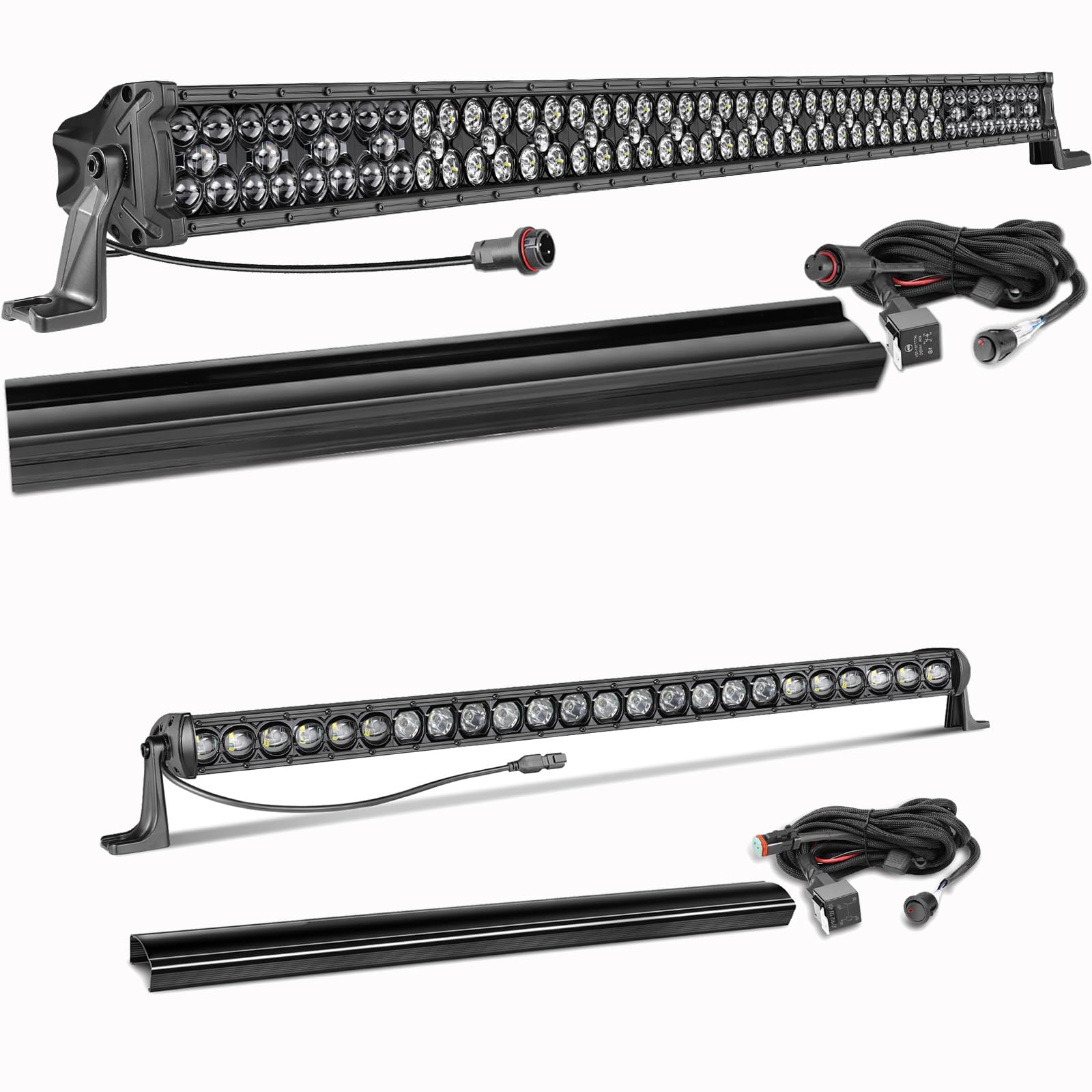 50 Inch Triple Row LED Light Bar with 30 Inch Single Row Light Bar - High Power Off-Road Lighting for Trucks, Jeeps & ATVs - Perfect for Night Driving, Camping & Outdoor Adventures