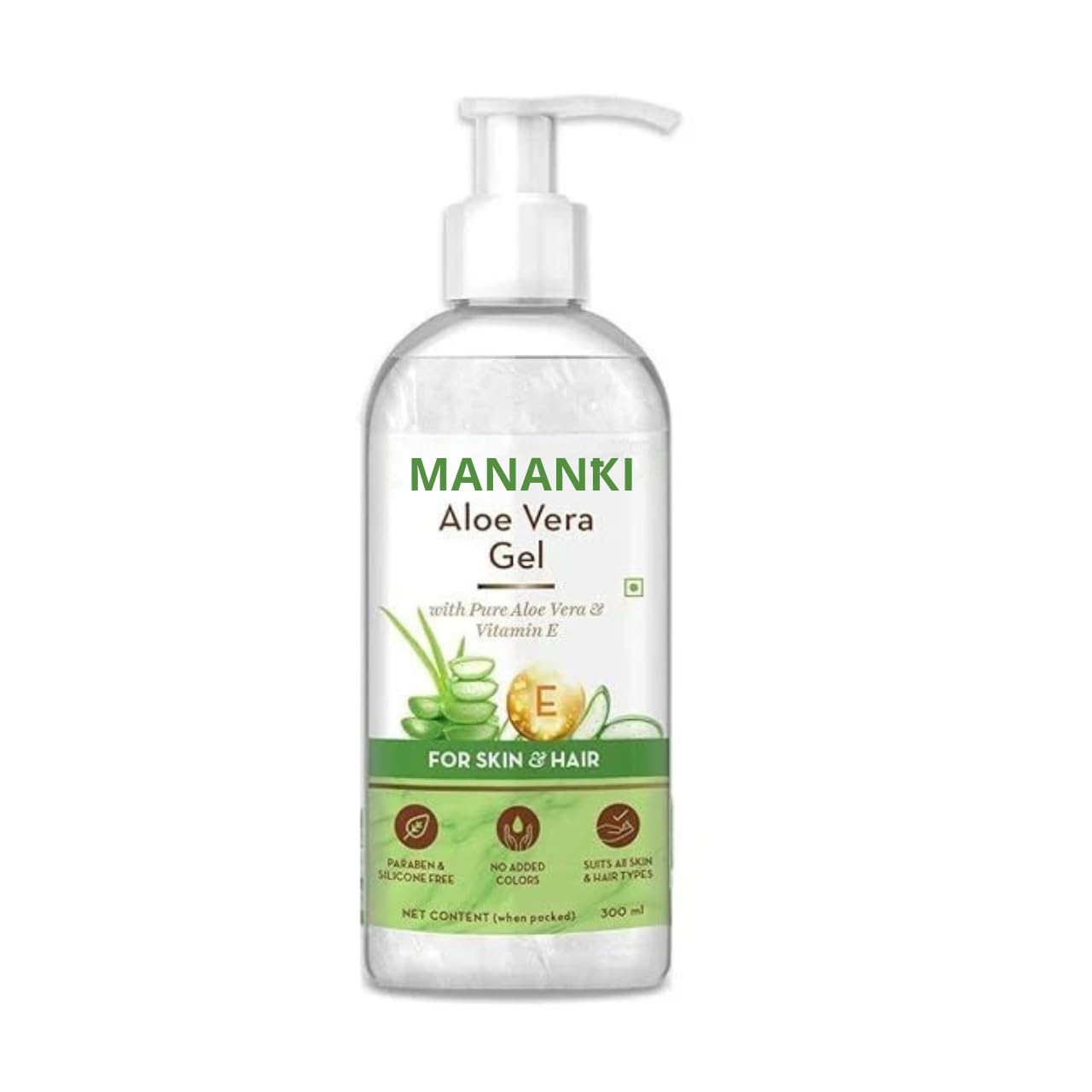 Aloe Vera Gel with Vitamin E for Skin & Hair Care - 300ml, Hydrating & Paraben-Free - for Daily Moisturizing & Scalp Health