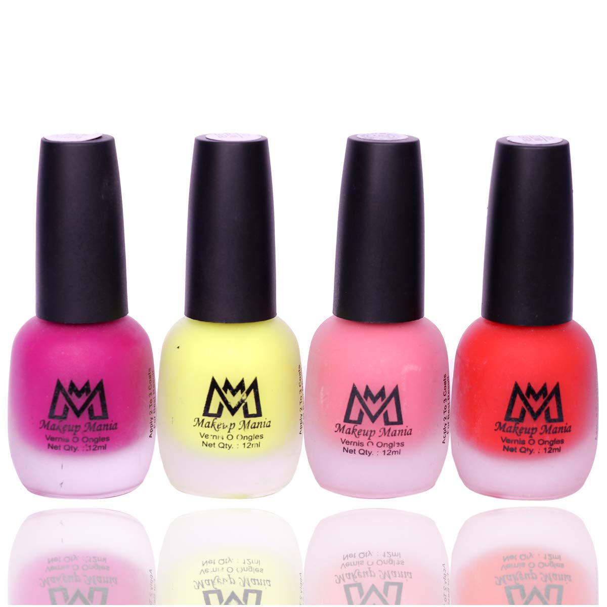 Makeup Mania Velvet Matte Nail Polish Set of 4 - 12ml Each (Multicolor) | Long-Lasting Nail Paint for Women | Perfect for Parties, Weddings & Daily Use