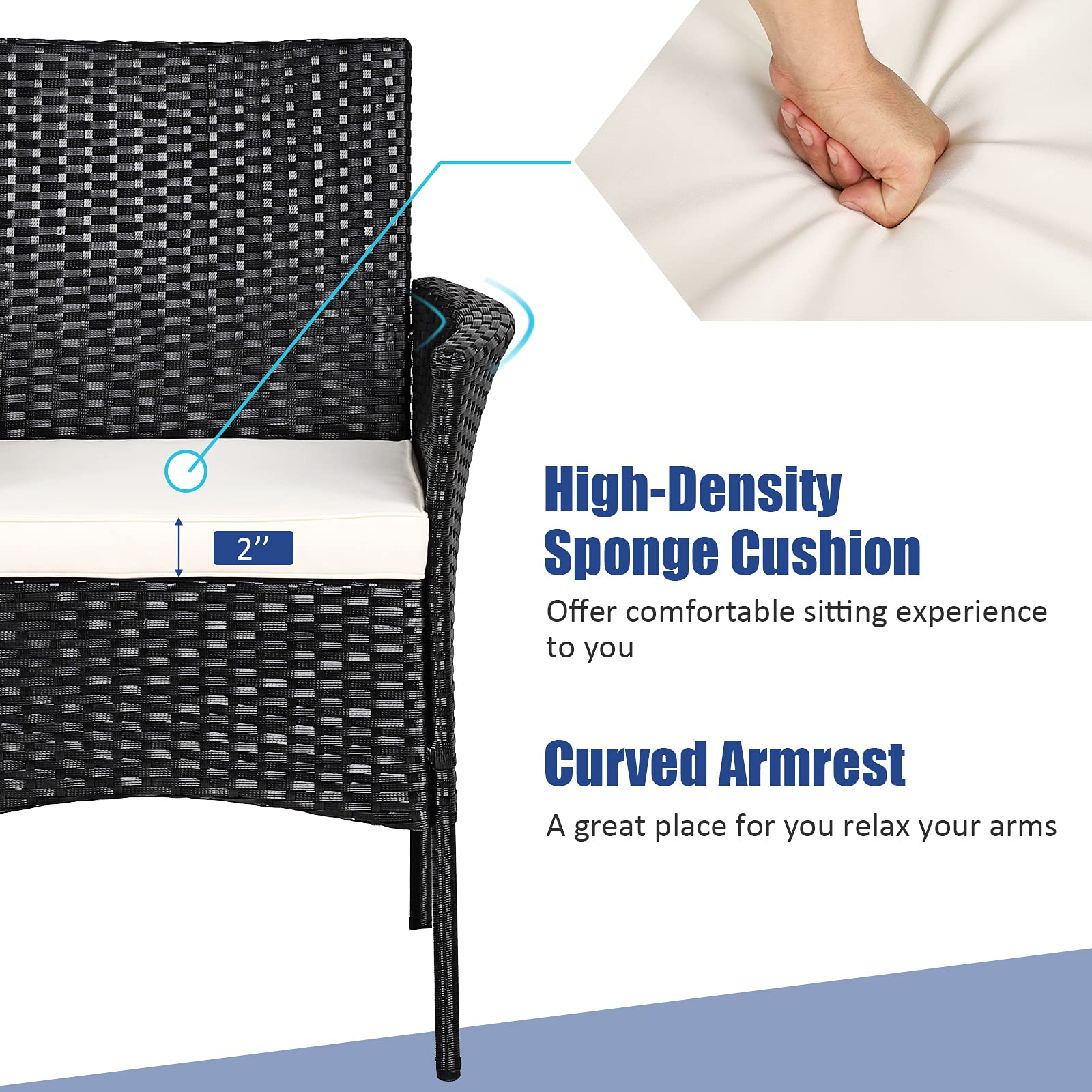 Tangkula 4-Piece Outdoor PE Rattan Patio Chair Set with Removable Cushions - All-Weather Wicker Armchairs for Garden, Poolside, Lawn, Porch & Backyard Dining (Black) | Perfect for Relaxing, Entertaining & Outdoor Gatherings