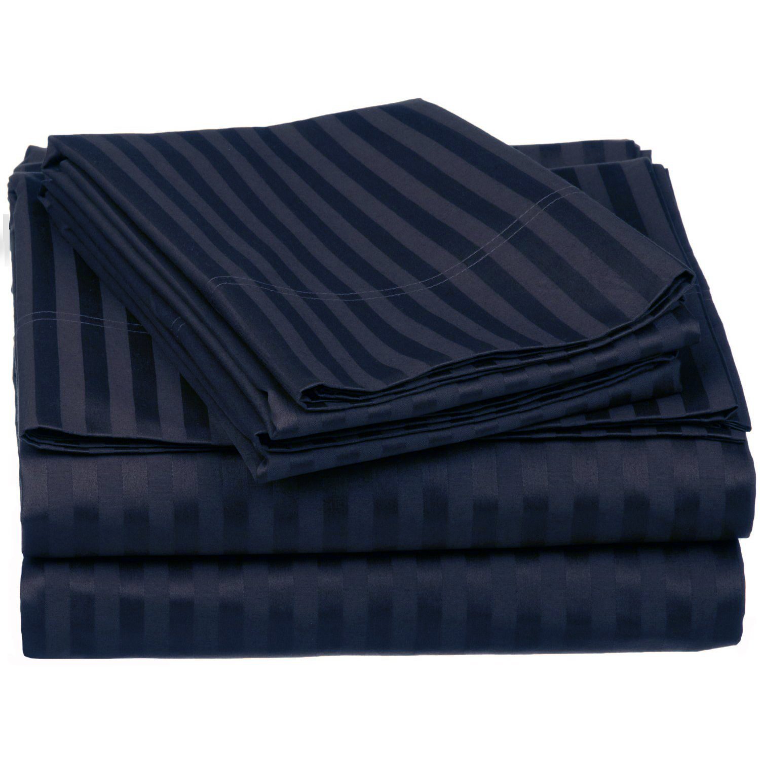 Premium 600 Thread Count Egyptian Cotton Sheet Set - King Size, Deep Pocket, Blue Striped, 4-Piece Bedding for Luxury Hotels & Master Bedrooms