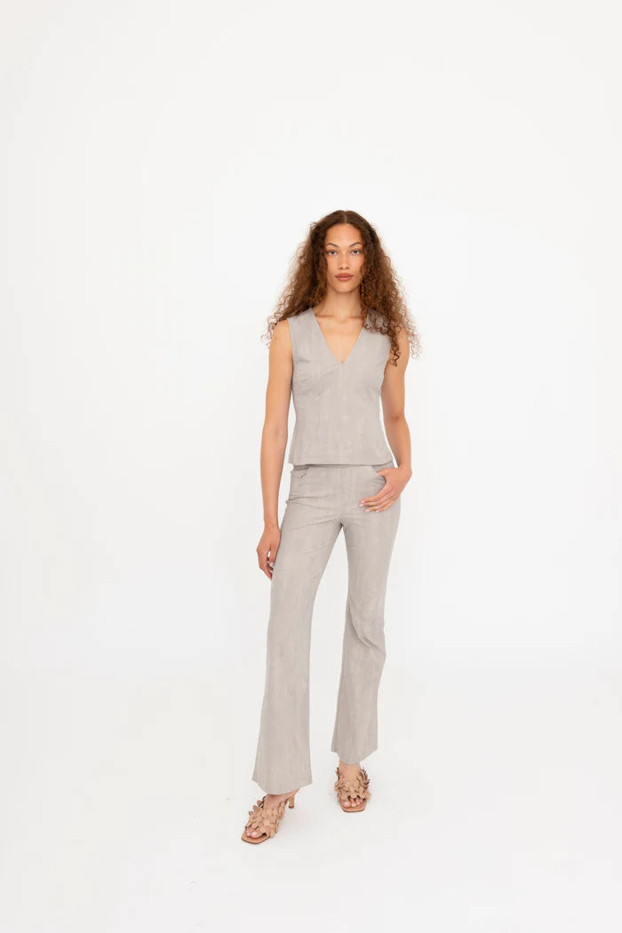 Bailee Double V Neck Jean Tank Top for Women - Ash Grey | Casual Summer Outfit, Layering Essential, Streetwear Fashion
