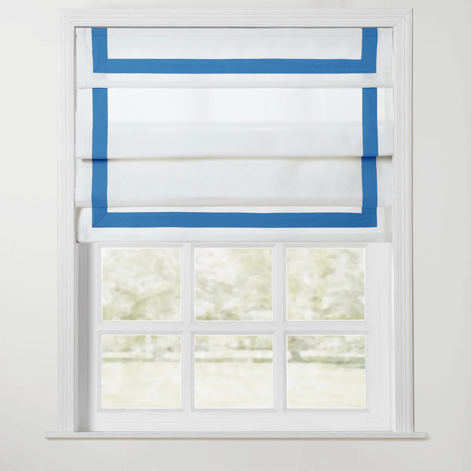 Tyrone Roman Shade with Border Cord Lift - Classic Window Treatment for Living Room & Bedroom - Blackout Fabric for Light Control & Privacy