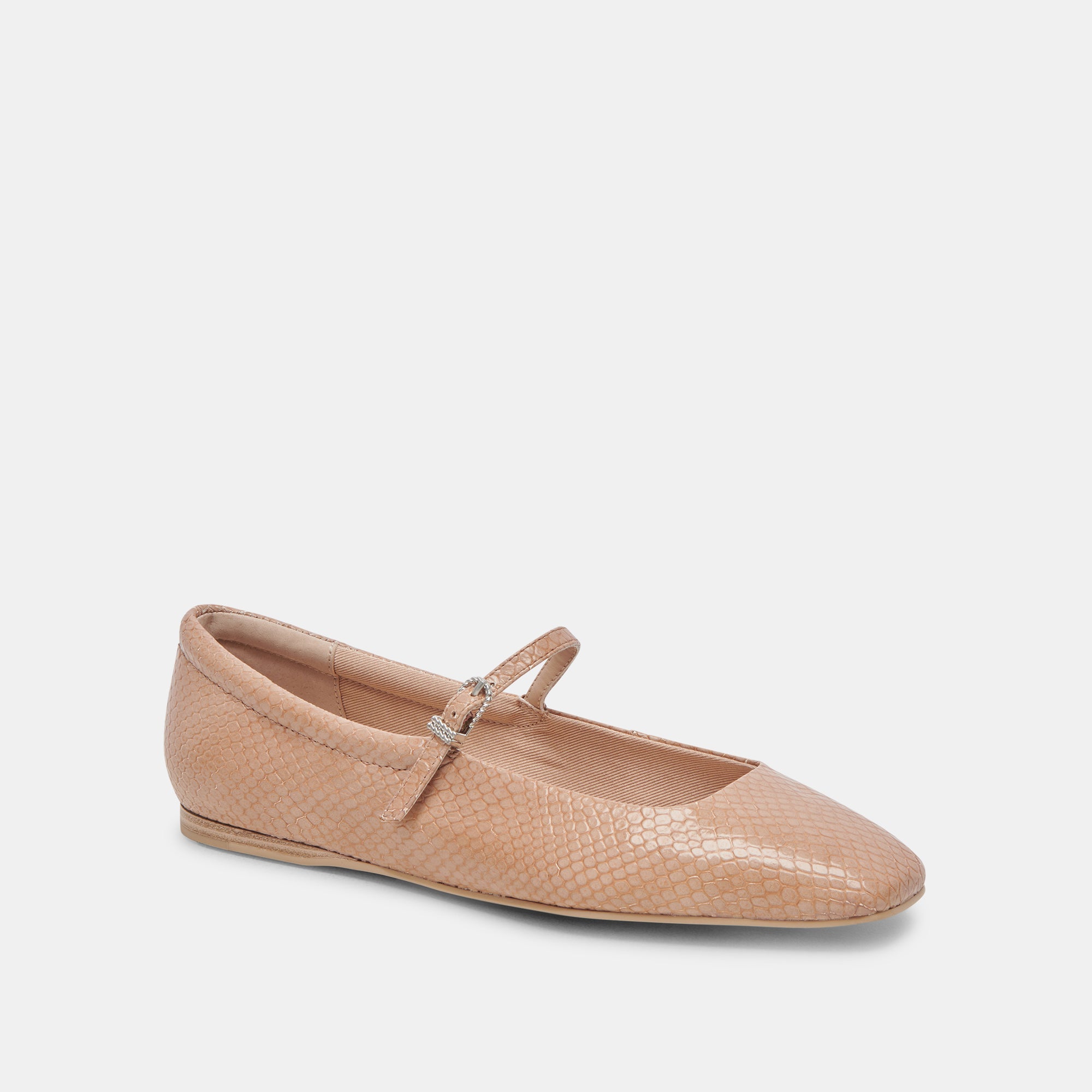 REYES Ballet Flats for Women - Toffee Snake Embossed Leather Loafers - Comfortable Slip-On Shoes for Work, Office & Casual Wear
