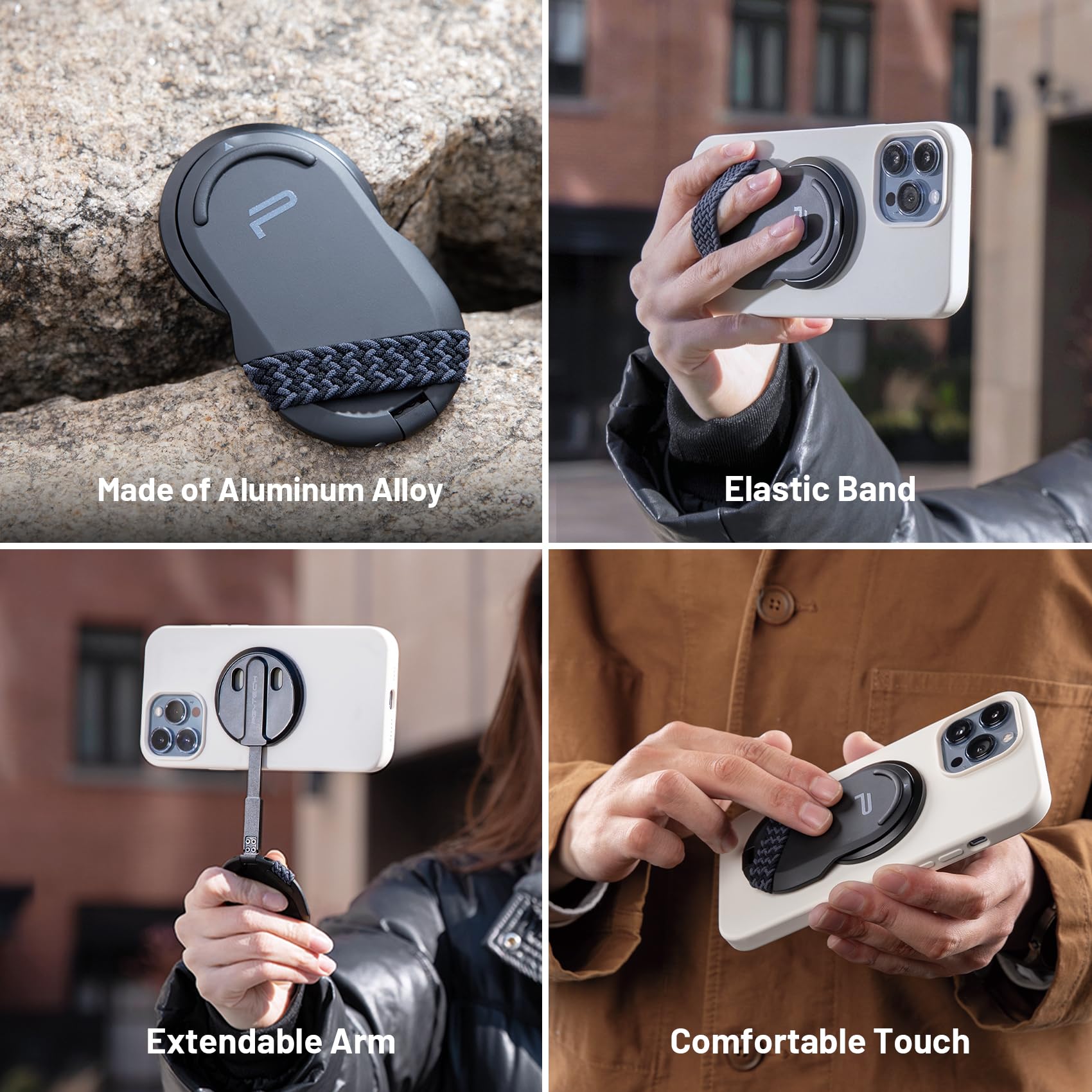 PGYTECH MagFlex Magnetic Phone Stand - Adjustable Angle Desktop Holder with Strong Magnets, Compatible with MagSafe & iPhone Cases - Perfect for Photography, Video Calls & Hands-Free Viewing