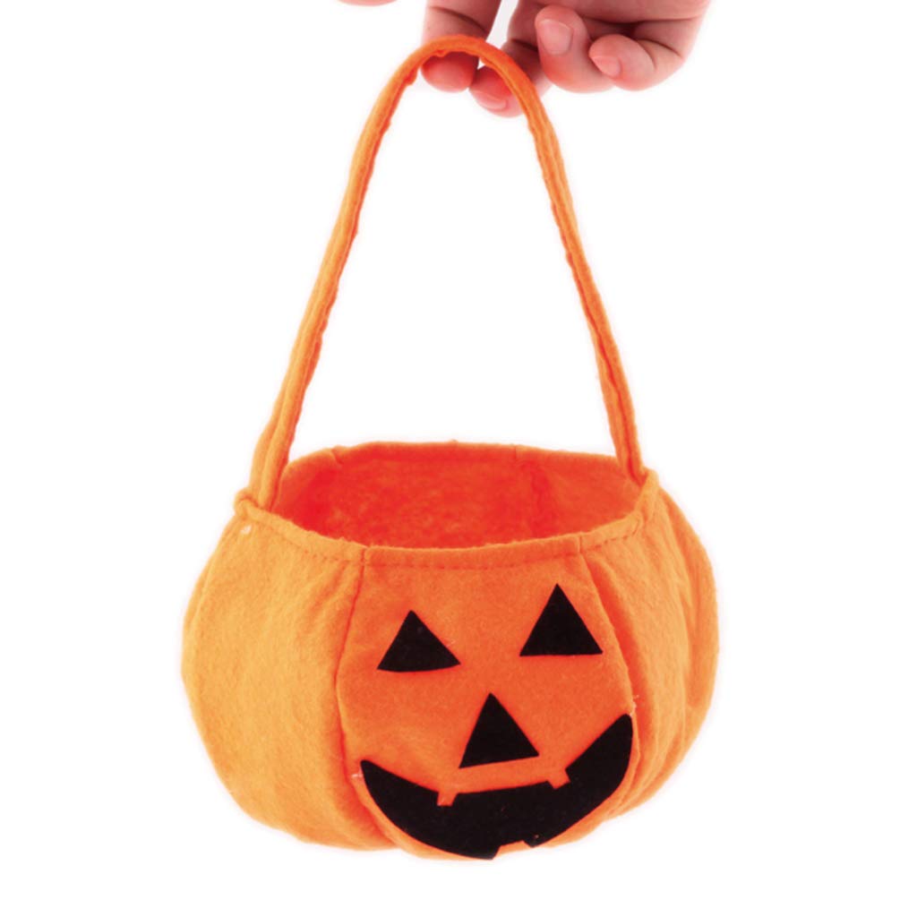 2 Pack Halloween Pumpkin Candy Bags - Non-Woven Reusable Trick or Treat Tote Bags with Cute Cartoon Design for Kids Halloween Party Favors, School Events & Neighborhood Trick-or-Treating