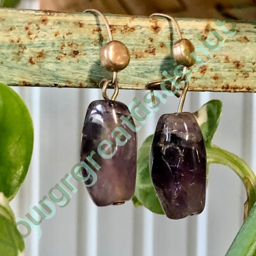 Vintage Gold Filled Amethyst Bead Dangle Earrings for Women - Handmade Purple Gemstone Jewelry for Parties, Weddings & Special Occasions