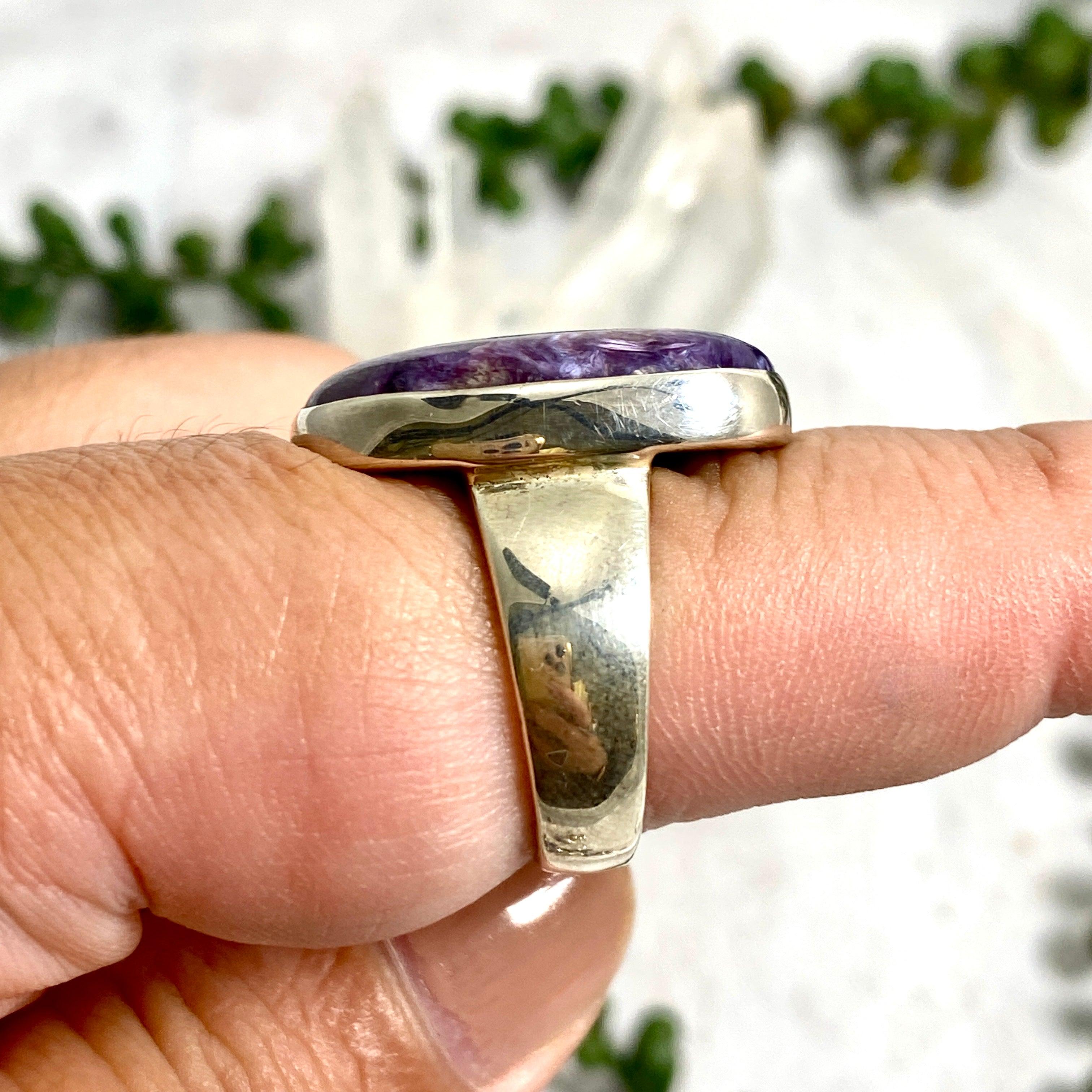 Charoite Oval Ring Size 9 - Genuine Purple Gemstone Jewelry for Women | Elegant Gift for Birthdays, Anniversaries & Special Occasions