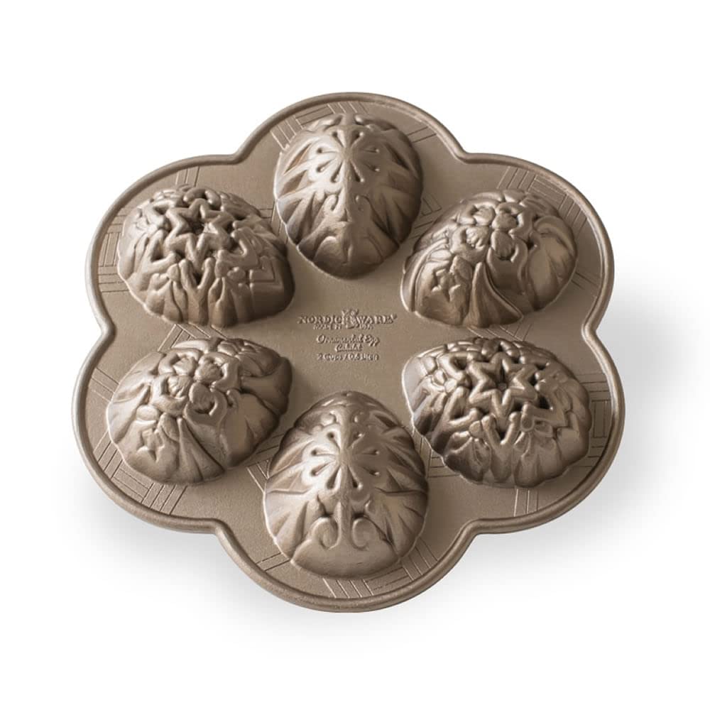 Nordic Ware Ornamental Egg Cakelet Pan - 6-Cavity Mini Bundt Cake Pan for Easter, Spring Baking - Perfect for Egg-Shaped Cakes, Cupcakes & Desserts - Nonstick Carbon Steel Baking Mold