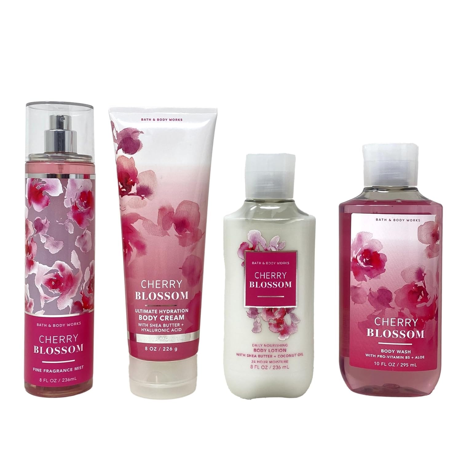 Cherry Blossom Deluxe Gift Set - 4 Piece Fragrance Mist, Body Cream, Body Wash & Lotion Set for Women | Bath & Body Works Collection | Perfect for Spa Day, Self-Care Gifts & Relaxing Home Use
