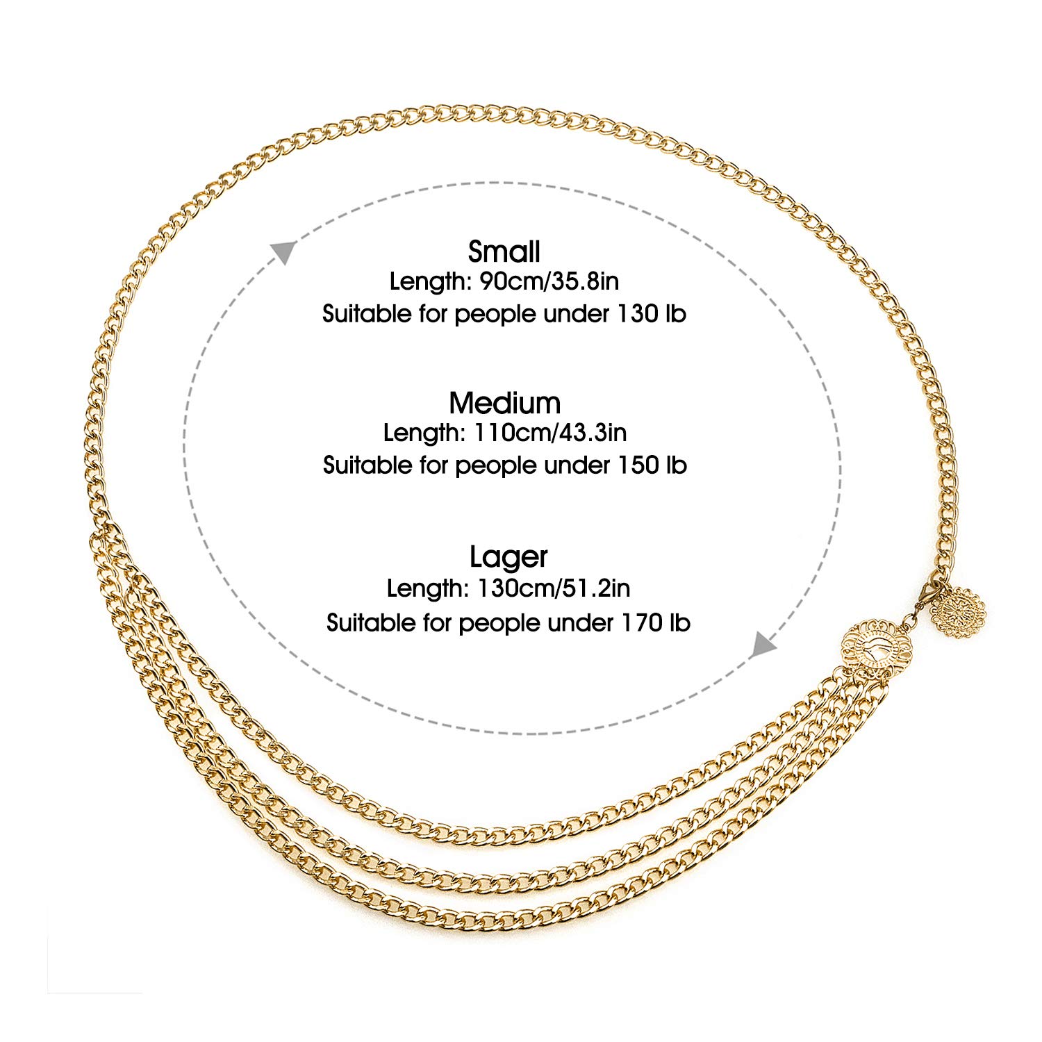 Glamorstar Women's Multilayer Metal Waist Chain Belt - Fashionable Body Jewelry for Dresses, Tops & Evening Wear | Perfect for Parties, Weddings & Special Occasions