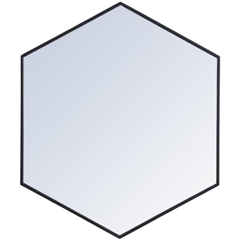 Black Hexagonal Metal Frame Mirror 32