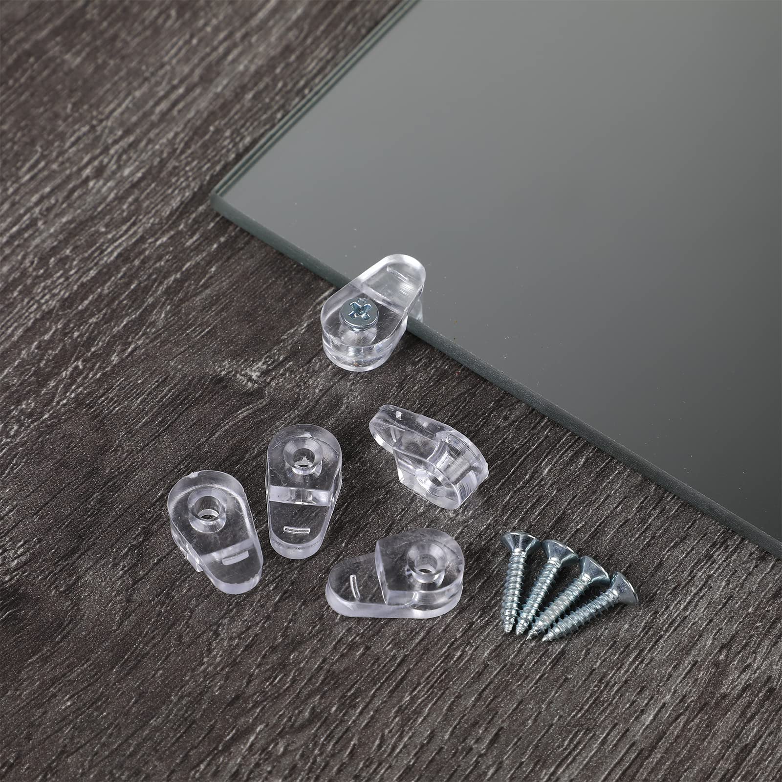 YARNOW 20 Pcs Glass Retainer Clips Kit - Secure Glass Door Panels & Mirrors with Plastic Holder Clips & Screws (Ideal for Shower Doors, Cabinets & DIY Home Projects)