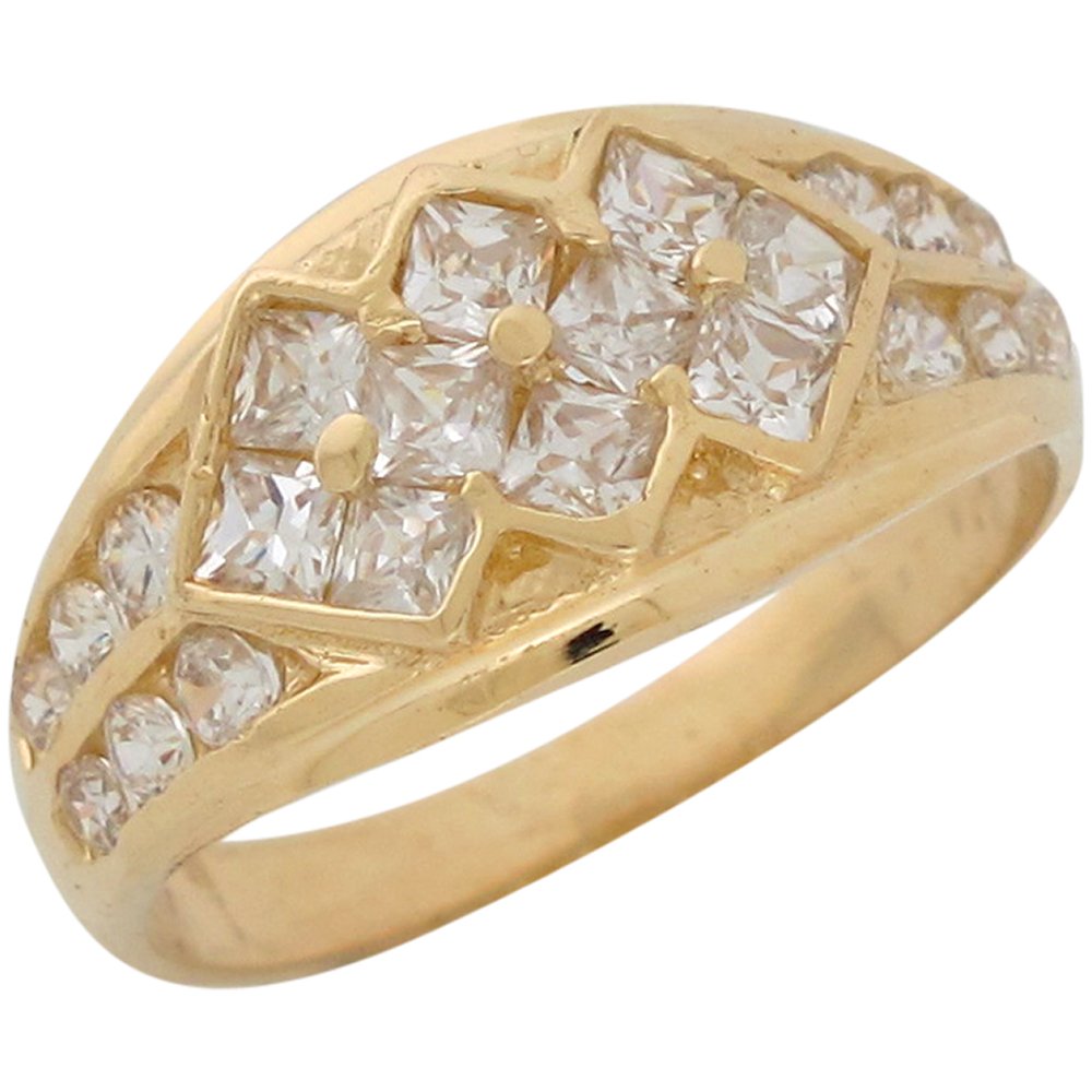 10K Yellow Gold & White CZ Elegant Ladies Ring - Perfect for Wedding, Anniversary & Special Occasions | Shining Jewelry for Women's Formal Events & Romantic Gifts