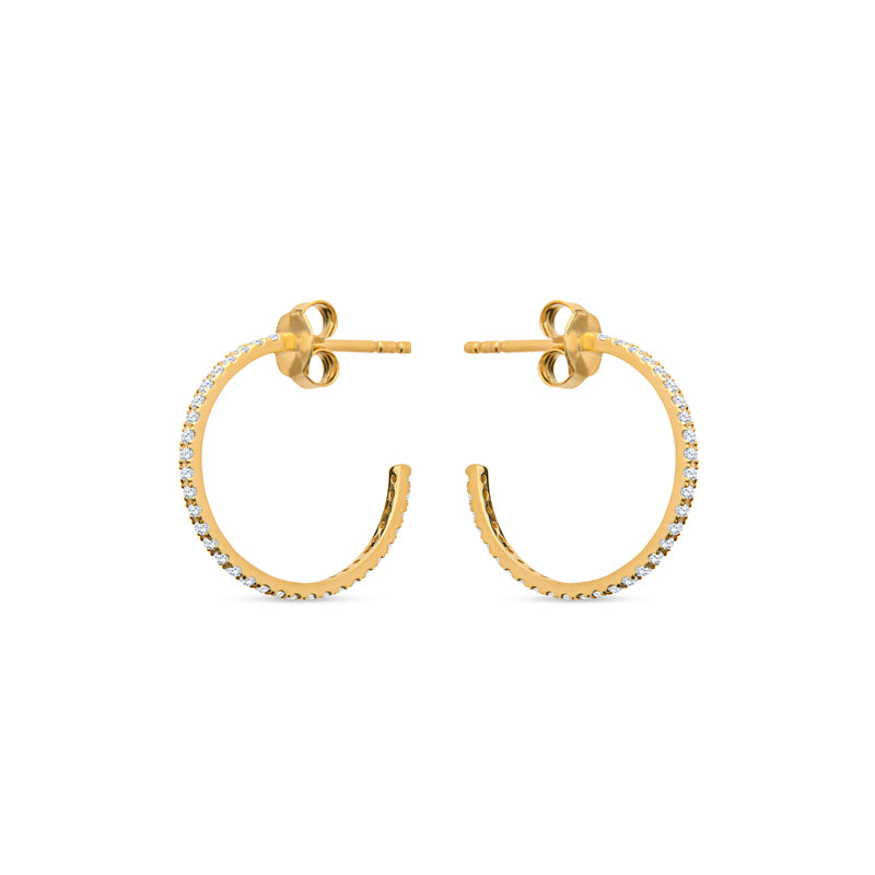 14K Gold Hoop Earrings with Genuine White Diamonds - Elegant Dangle Earrings for Women, Perfect for Weddings, Parties & Everyday Luxury