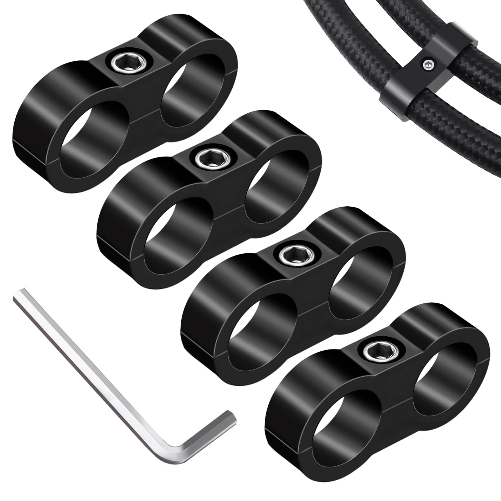 8AN Fuel Line Clamp - 4Pcs Aluminum Hose Fitting Adapter for 1/2