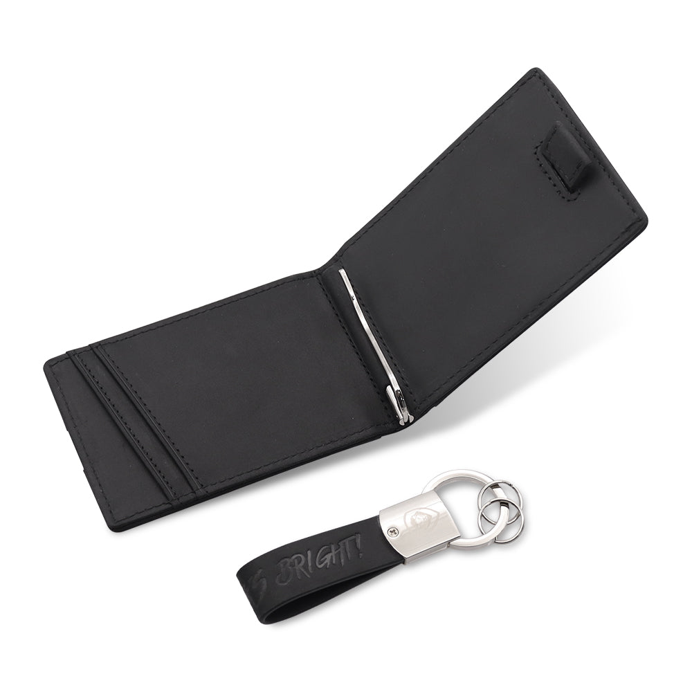 Premium Black Leather Wallet Keychain Set - RFID Blocking & Slim Design - Perfect for Men & Women - Ideal for Travel, Work, and Everyday Carry