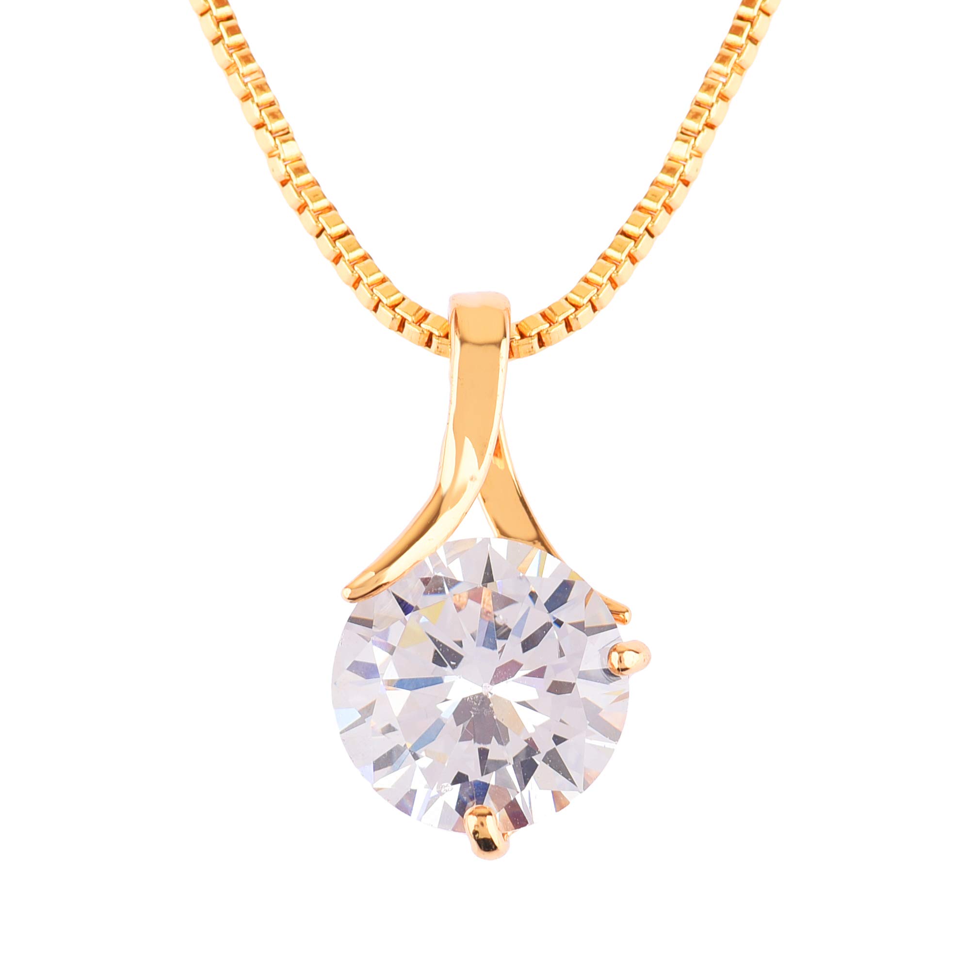 Efulgenz Solitaire Cubic Zirconia CZ Pendant Necklace for Women - 925 Sterling Silver Chain Jewelry, Birthday & Valentine's Day Gift for Her - Perfect for Weddings, Anniversaries, Date Nights & Special Occasions