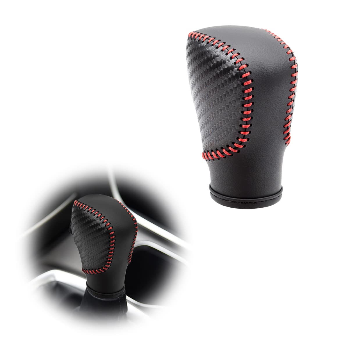 Premium Genuine Leather Gear Shift Knob Cover - Universal Fit for Honda Accord 10th Gen (2018-2022), Civic (2022-2025), CR-V (2023-2025), HR-V (2023-2025) - Anti-Slip Car Interior Accessory for Comfortable Driving & Stylish Upgrade