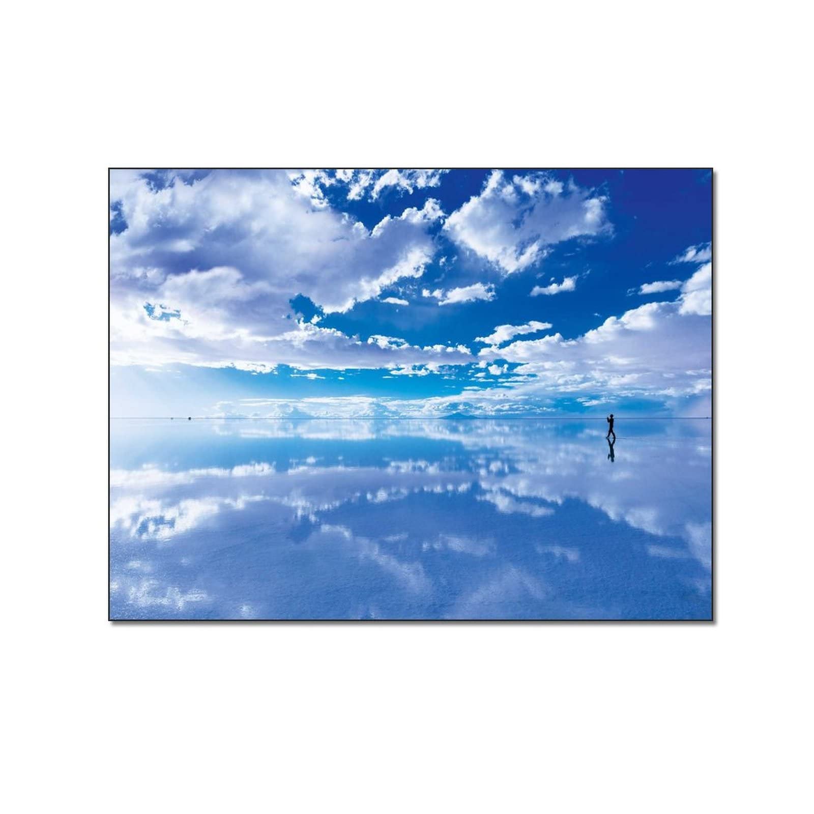 Stunning Sky Mirror Uyuni Salt Lake Landscape Art Poster - 8x10 Inch (20x26cm) Canvas Wall Print for Home & Office Decor - Perfect for Living Room, Bedroom & Office Spaces