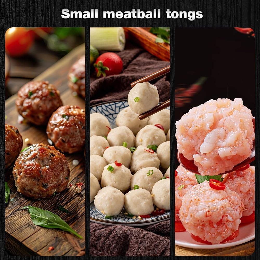 Premium Stainless Steel Meatball Maker Tool - Nonstick Meatball Scoop & Baller Tongs with Anti-Slip Handles - 2PCS Small Set for Perfect Homemade Meatballs - Ideal for Italian Cooking, Meal Prep & Party Appetizers