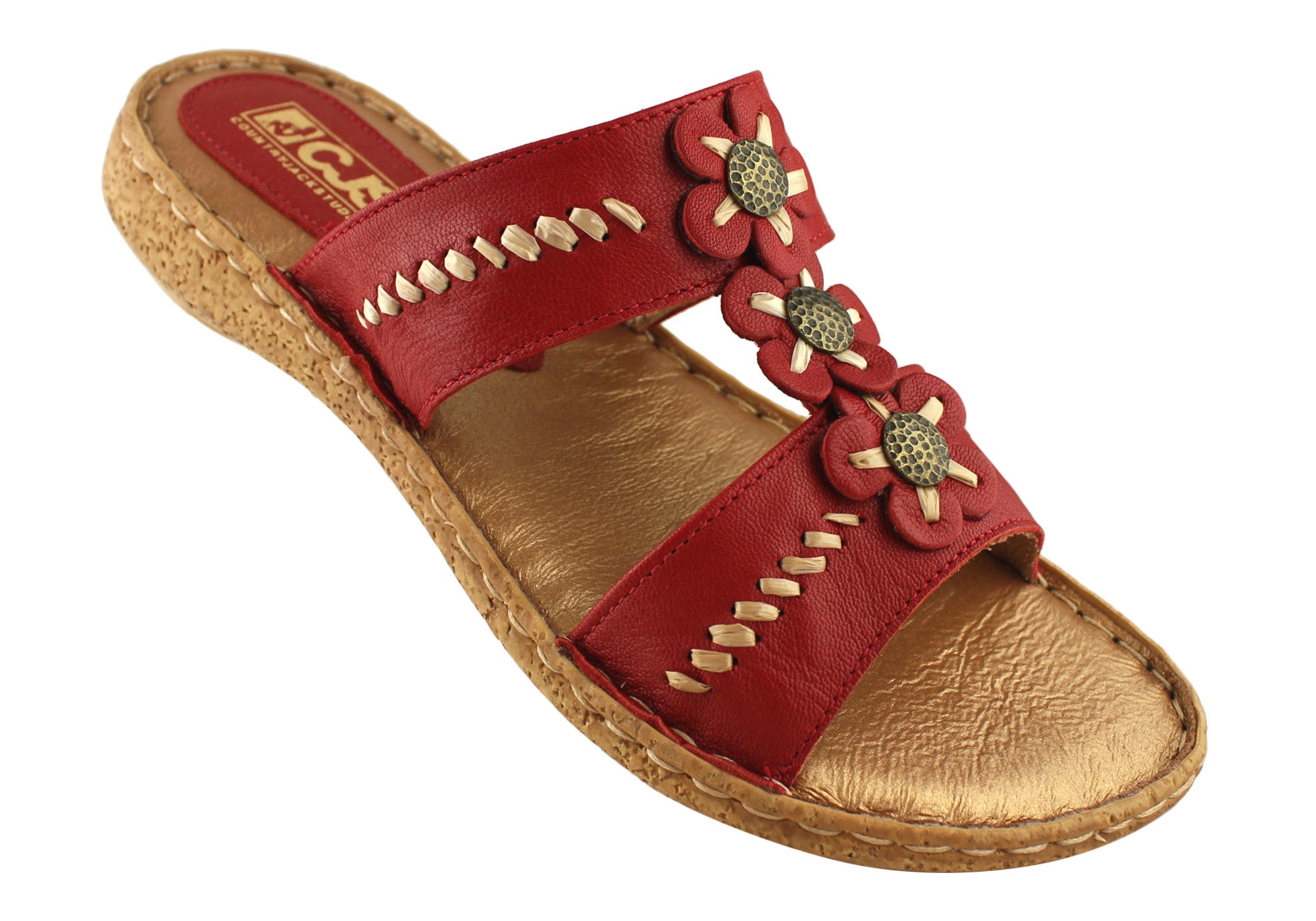 Country Jacks C391 Women's Comfort Sandals - Italian Made Leather Summer Sandals for Walking, Travel & Beach Vacations