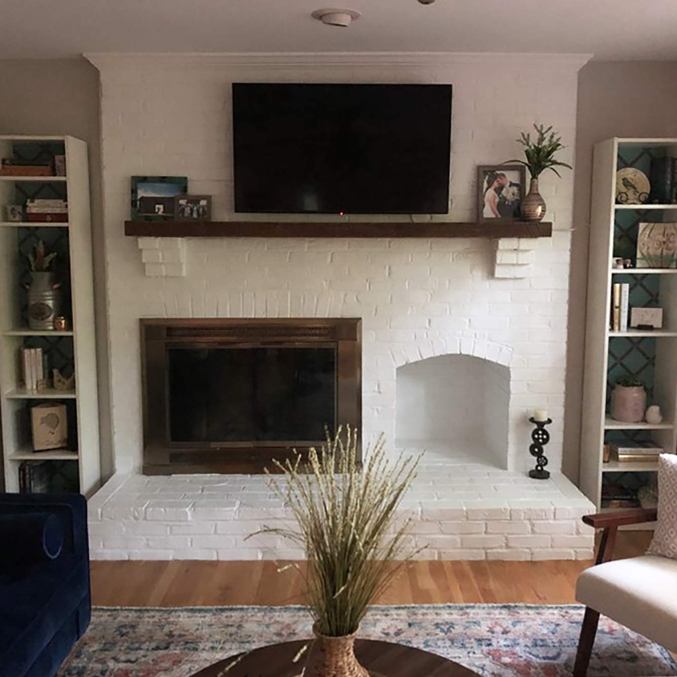Joel's Antiques - 60 Inch Solid Wood Floating Shelves for Wall - Natural Wood Heavy Duty Rustic Fireplace Mantel & Bookshelf - Perfect for Living Room, Bedroom, Office Decor - Mocha Brown 60x7x3 Inches - Wall Mounted Shelf for Displaying Photos, Books & Home Decor