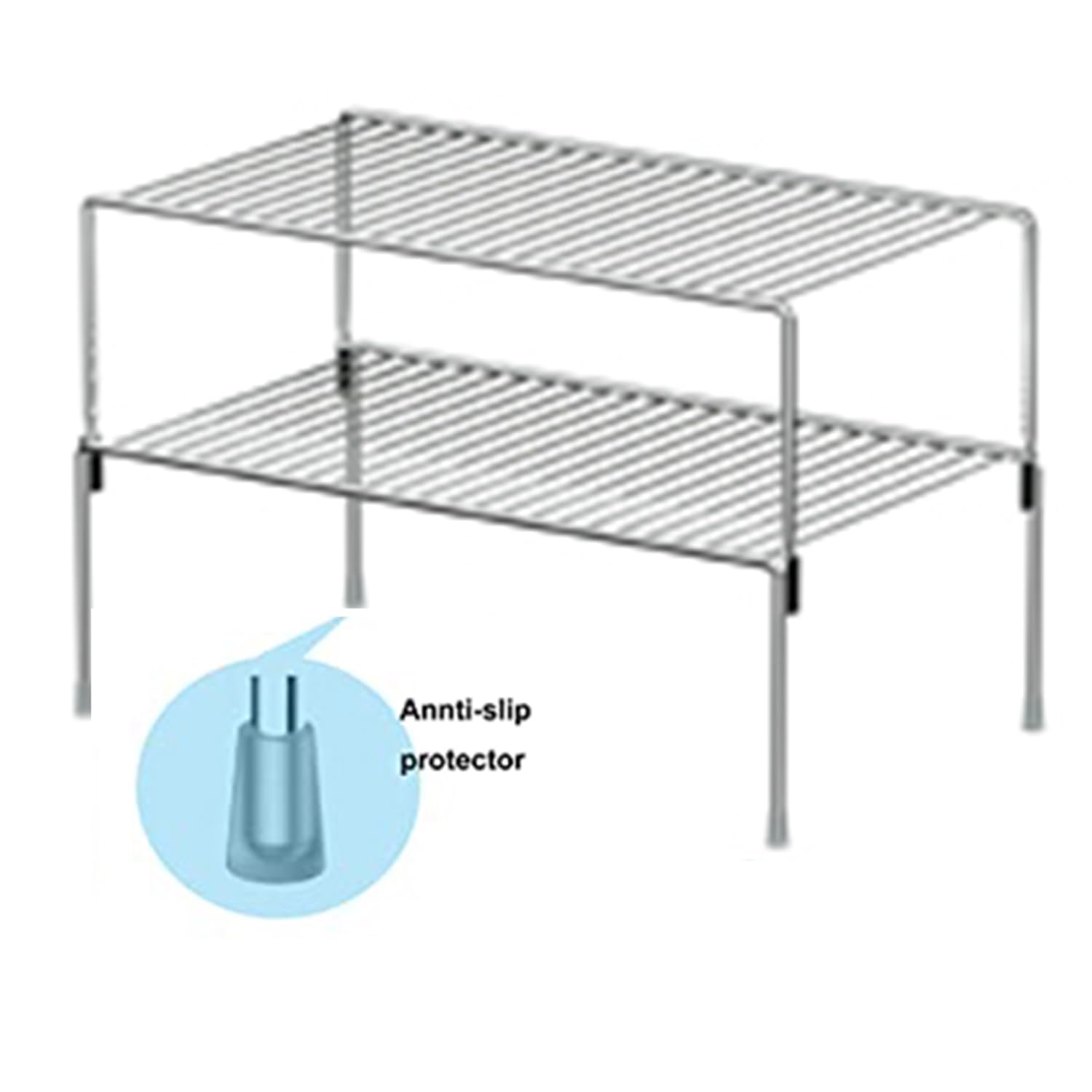 2 Pack Stackable Chrome Cabinet Storage Shelf Rack (10.6 x 5.5 Inch) - Rustproof Kitchen & Bathroom Organizer for Counter, Fridge, Cabinet - Space Saving Solution for Small Spaces