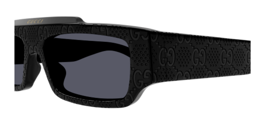 Gucci GG1592S 001 Black/Grey Rectangular Men's Sunglasses - Polarized UV Protection Luxury Aviator Shades for Driving, Travel & Outdoor Fashion