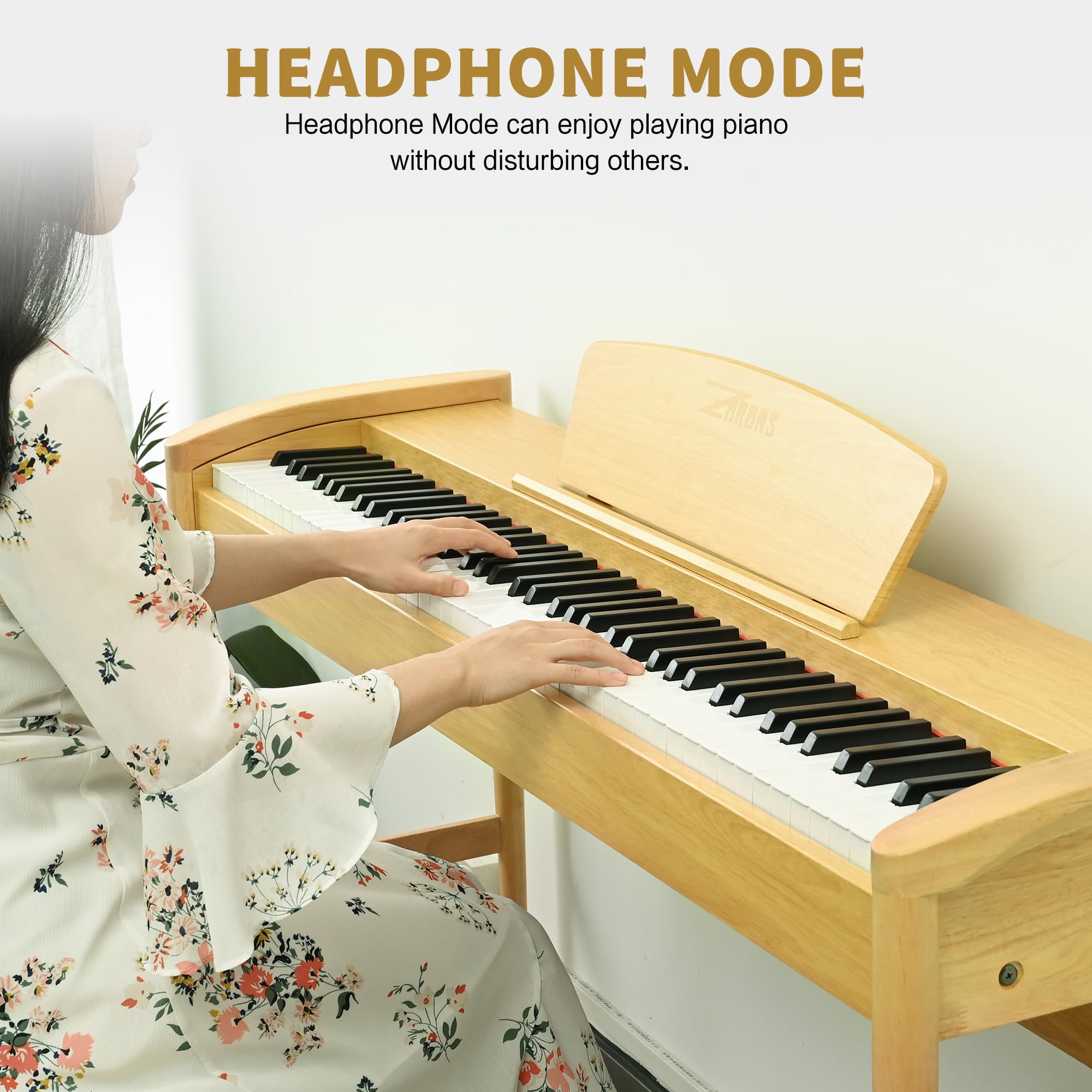 ZHRUNS 88 Key Digital Piano with Wooden Cabinet - Full-Size Weighted Hammer Action Keyboard for Beginners & Professionals | Includes Sheet Music Stand, Triple Pedal & Power Adapter | USB-MIDI Connectivity for Home Studio, Music Class & Live Performance