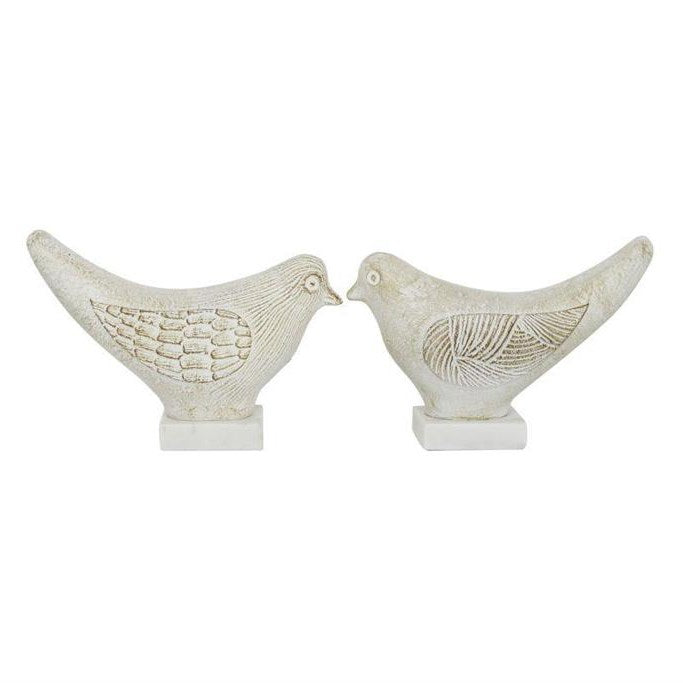 Whitewashed Bird Sculpture - Handcrafted Home Decor for Living Room, Bedroom, or Garden - Perfect Gift for Bird Lovers (2 Available)