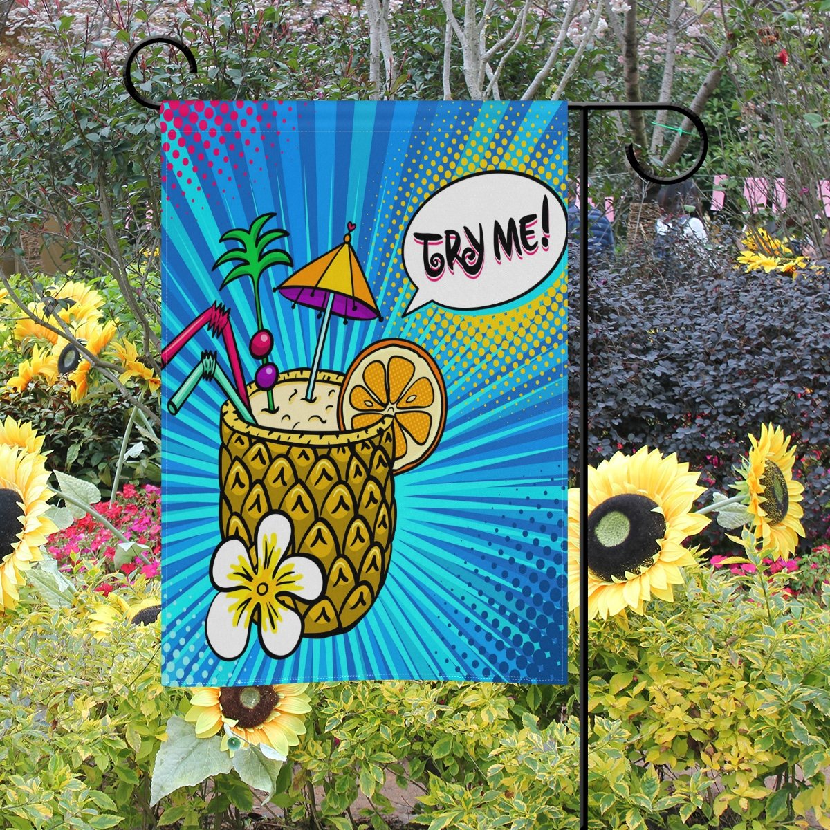 ALAZA Double Sided Tropical Pineapple Cocktail Garden Flag - 28 x 40 Inch Outdoor Yard Decor, Seasonal Spring Summer House Welcome Flag - Perfect for Patio, Lawn, Porch & Backyard Decorations