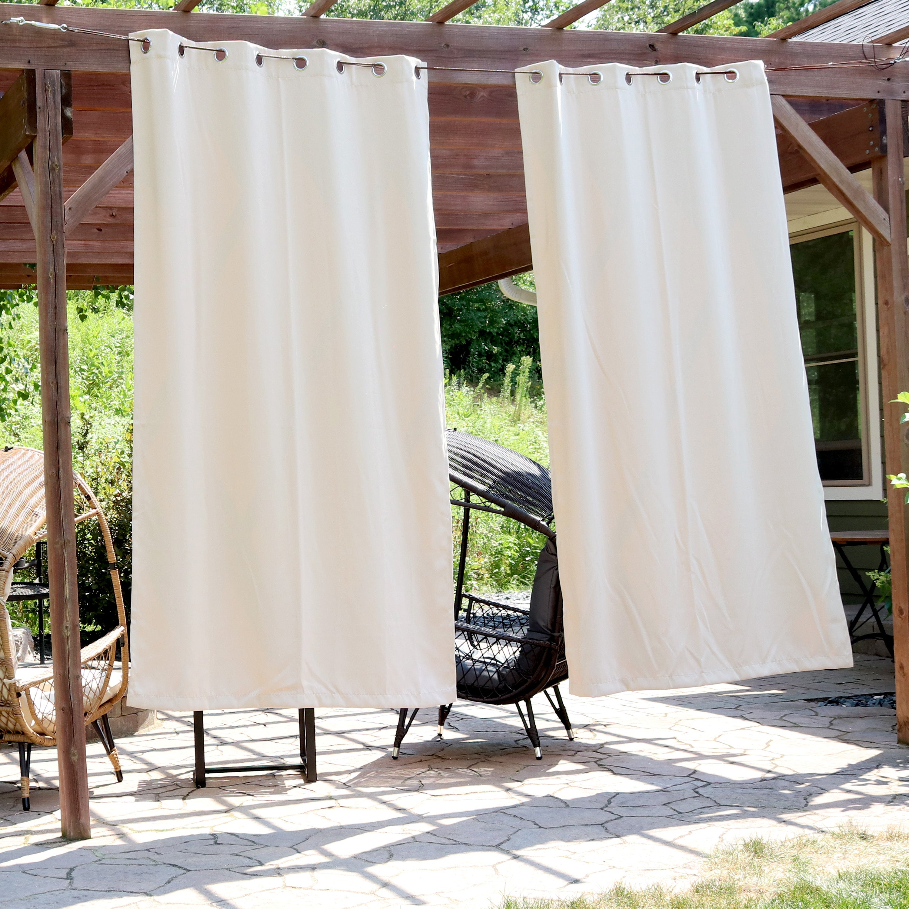 Sunnydaze Beige Blackout Curtains for Outdoor Use - UV Protection & Privacy - Perfect for Patio, Deck, and Sunroom
