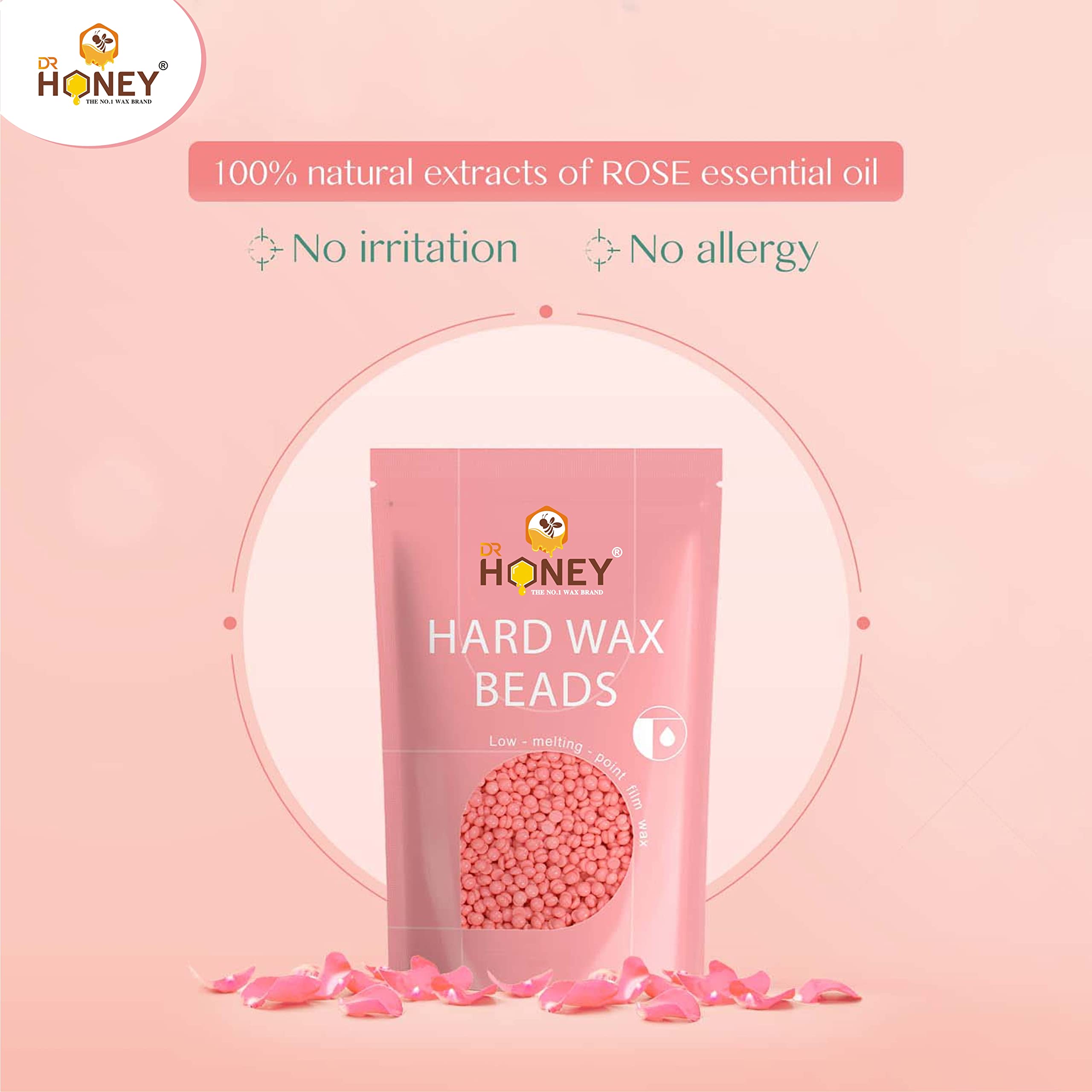 DR HONEY White Chocolate Hair Removal Wax - 600g Wax Strips & 100g Pink Wax Beans for Face & Full Body - All Skin Types - Gentle on Skin | Perfect for Salon, Spa & At-Home Hair Removal