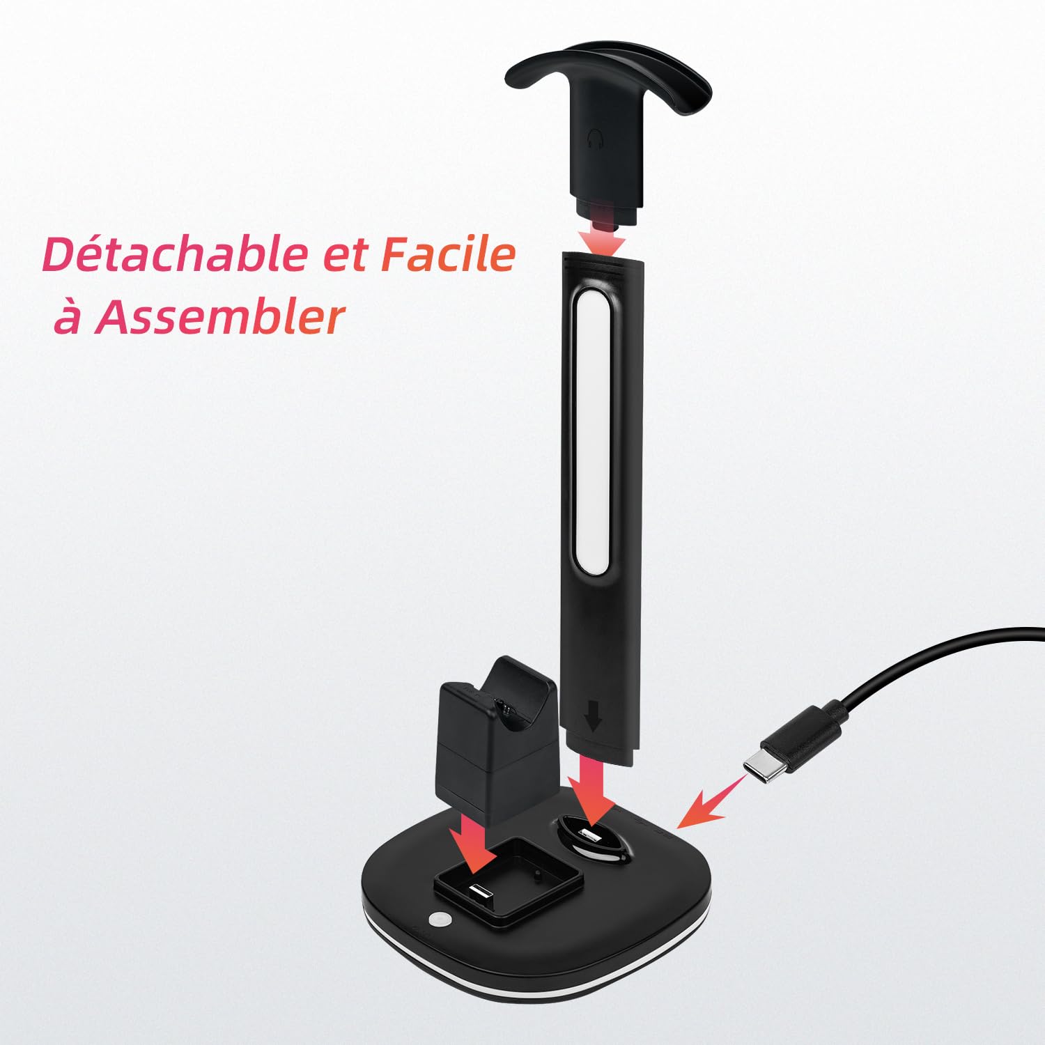 Mcbazel PS5 DualSense Controller Charging Station with Wireless Headset Stand, RGB Lighting - Compatible with PlayStation 5 Console - Perfect for Gaming Setup & Accessory Organization