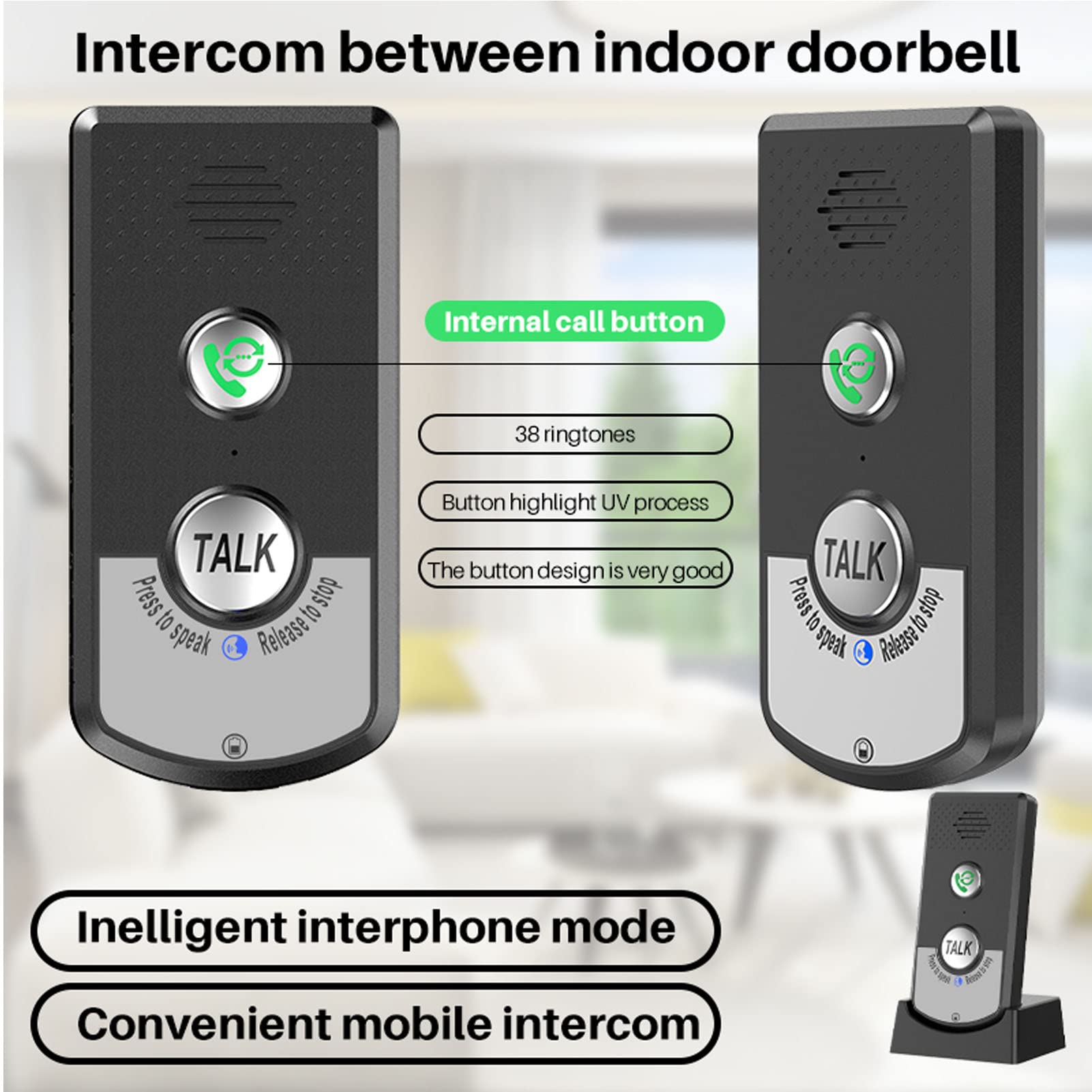 **Wireless Intercom System for Home - 1500M Range, Dual Charging Options, Doorbell Function - Secure Home Communication for Apartments, Offices & Gated Communities**